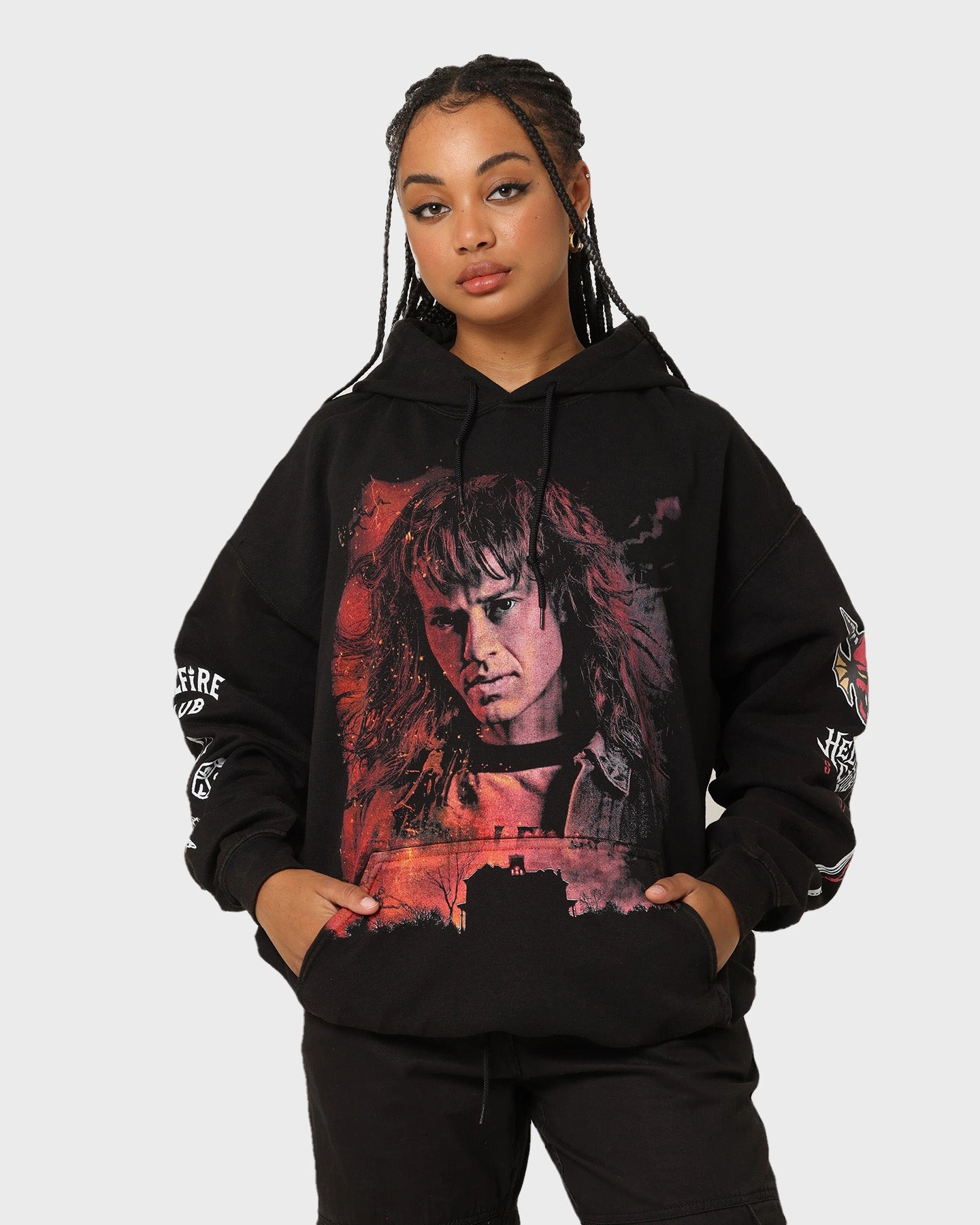 Goat Crew X Stranger Things Eddie Vintage Hoodie Black Wash Selection