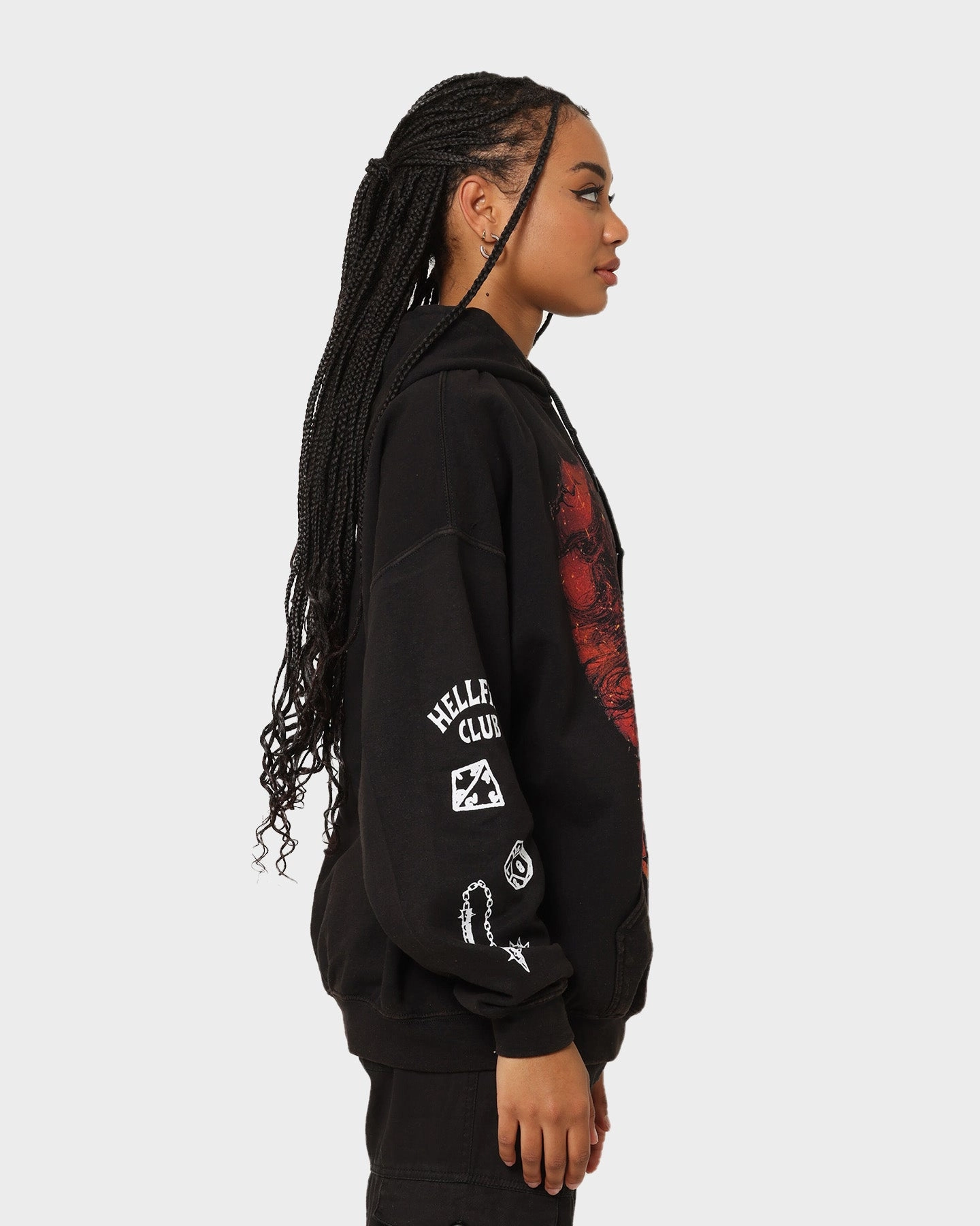 Commodity Smooth Zipper Action Goat Crew X Stranger Things Eddie Vintage Hoodie Black Wash