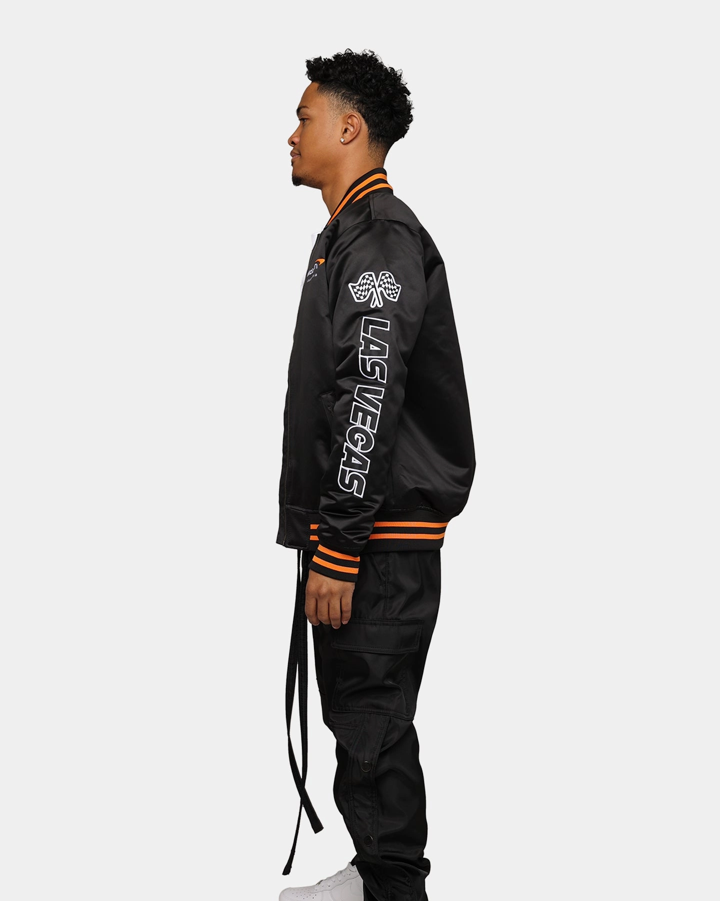 Mitchell & Ness X McLaren X Culture Kings Las Vegas Collection Bomber Jacket Black Noise Free Fabric