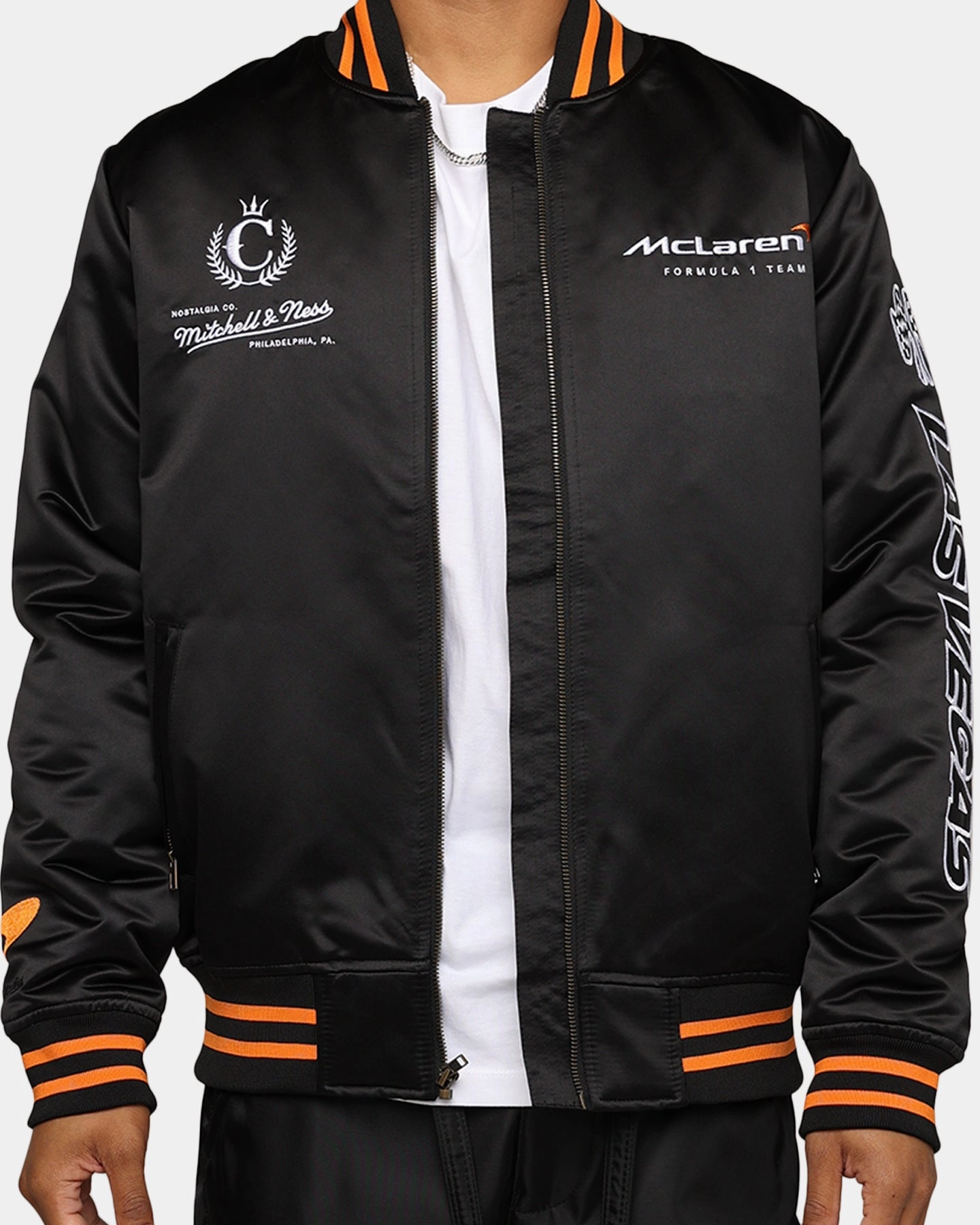 Occasion Microfiber Technology Mitchell & Ness X McLaren X Culture Kings Las Vegas Collection Bomber Jacket Black