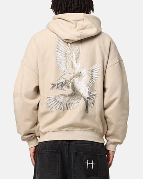Double Layered Cuffs Chic Saint Morta Doves Vintage Hoodie Stone