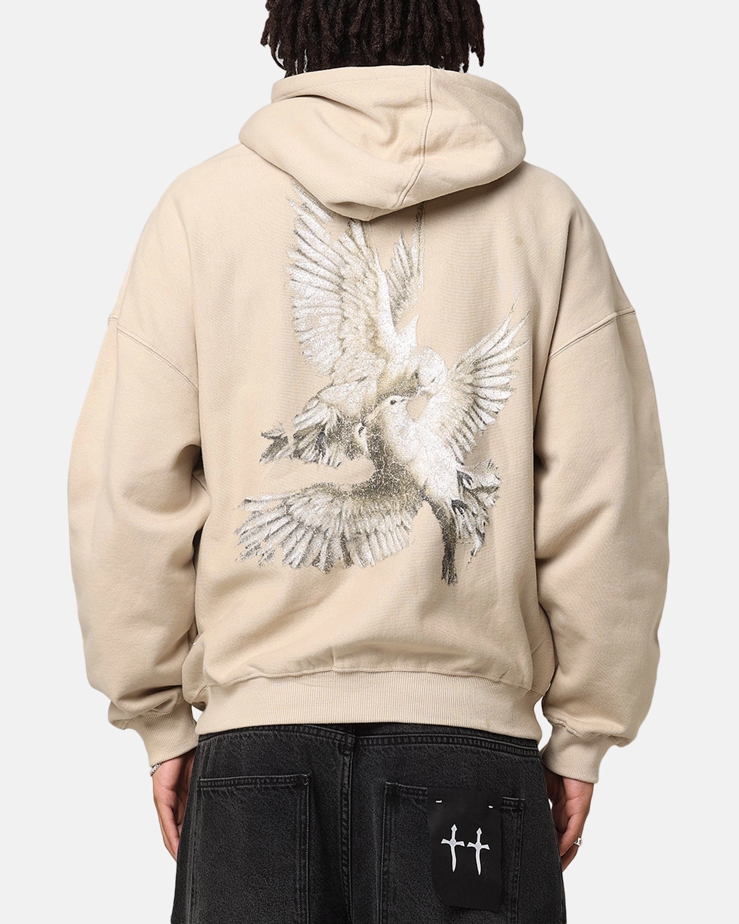 Double Layered Cuffs Chic Saint Morta Doves Vintage Hoodie Stone