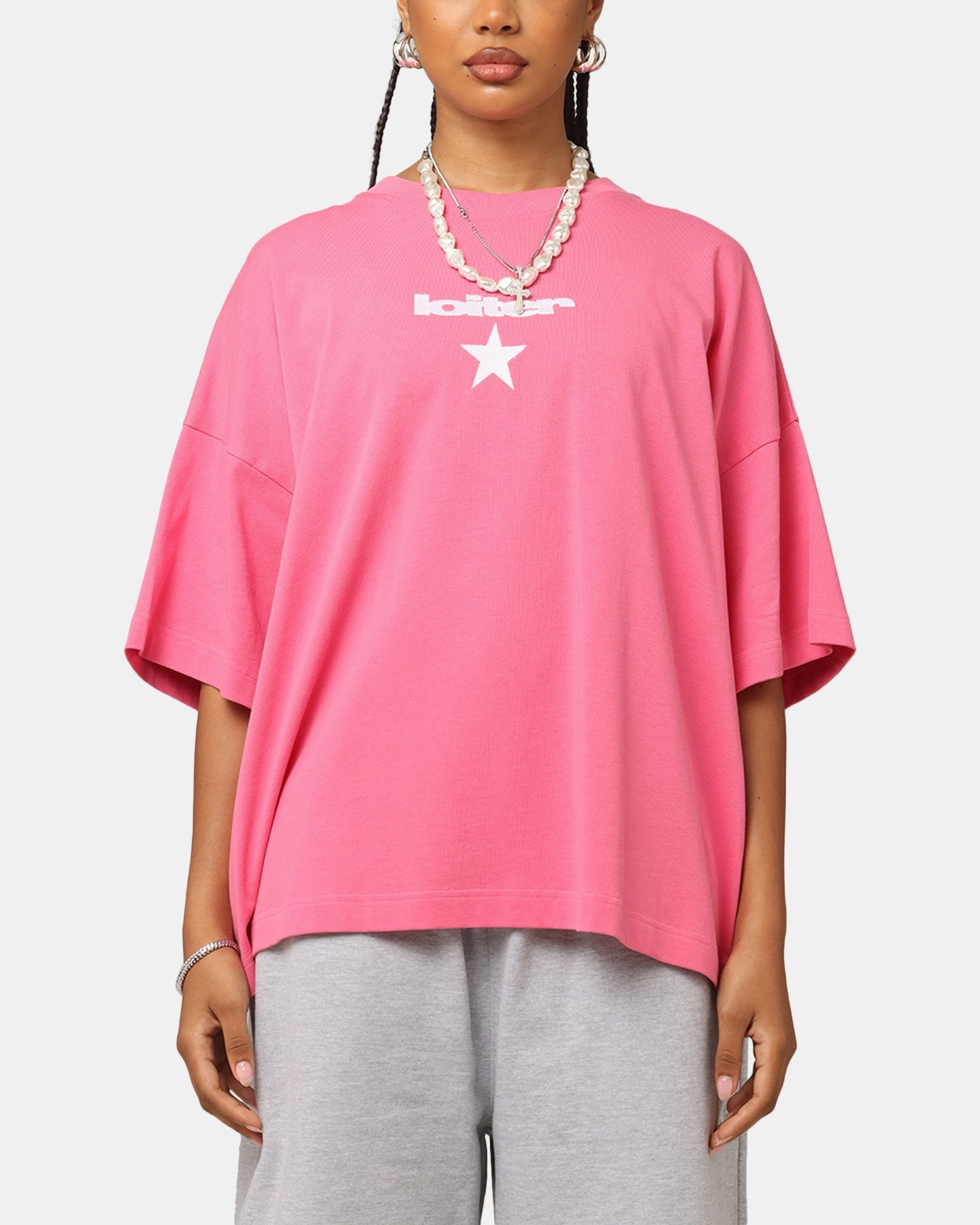 Loiter Premium Essentials Boxy T-Shirt Pink Layered Sleeve Construction