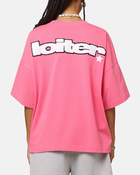 Casual Essential Wear Trendy Vibes Wear Loiter Premium Essentials Boxy T-Shirt Pink