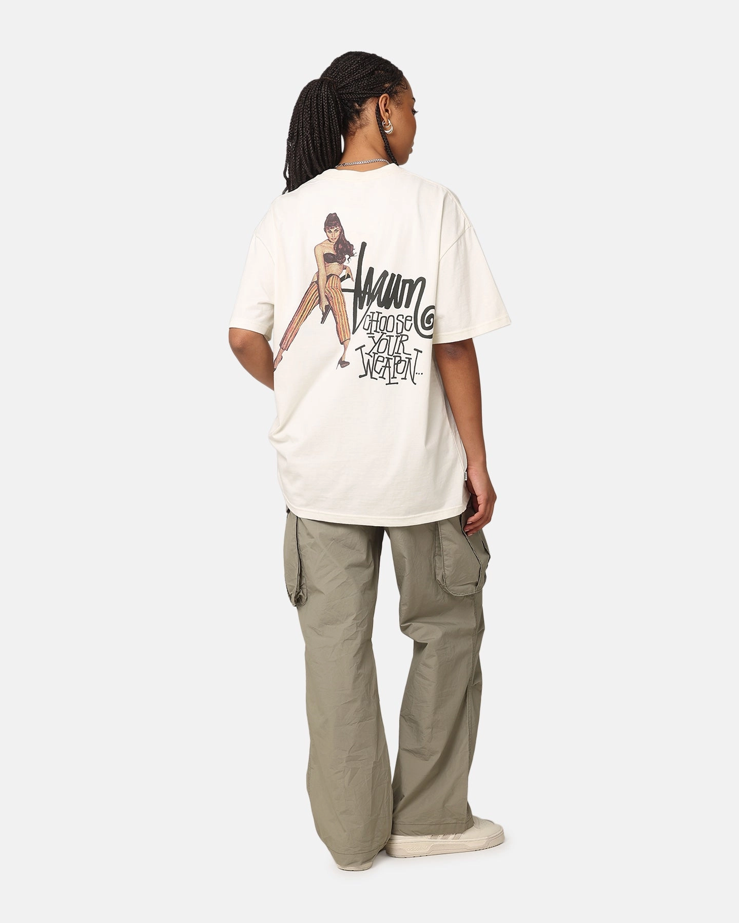 S Double Choose Your Weapon T-Shirt Washed White Layering Options Classic Wearable