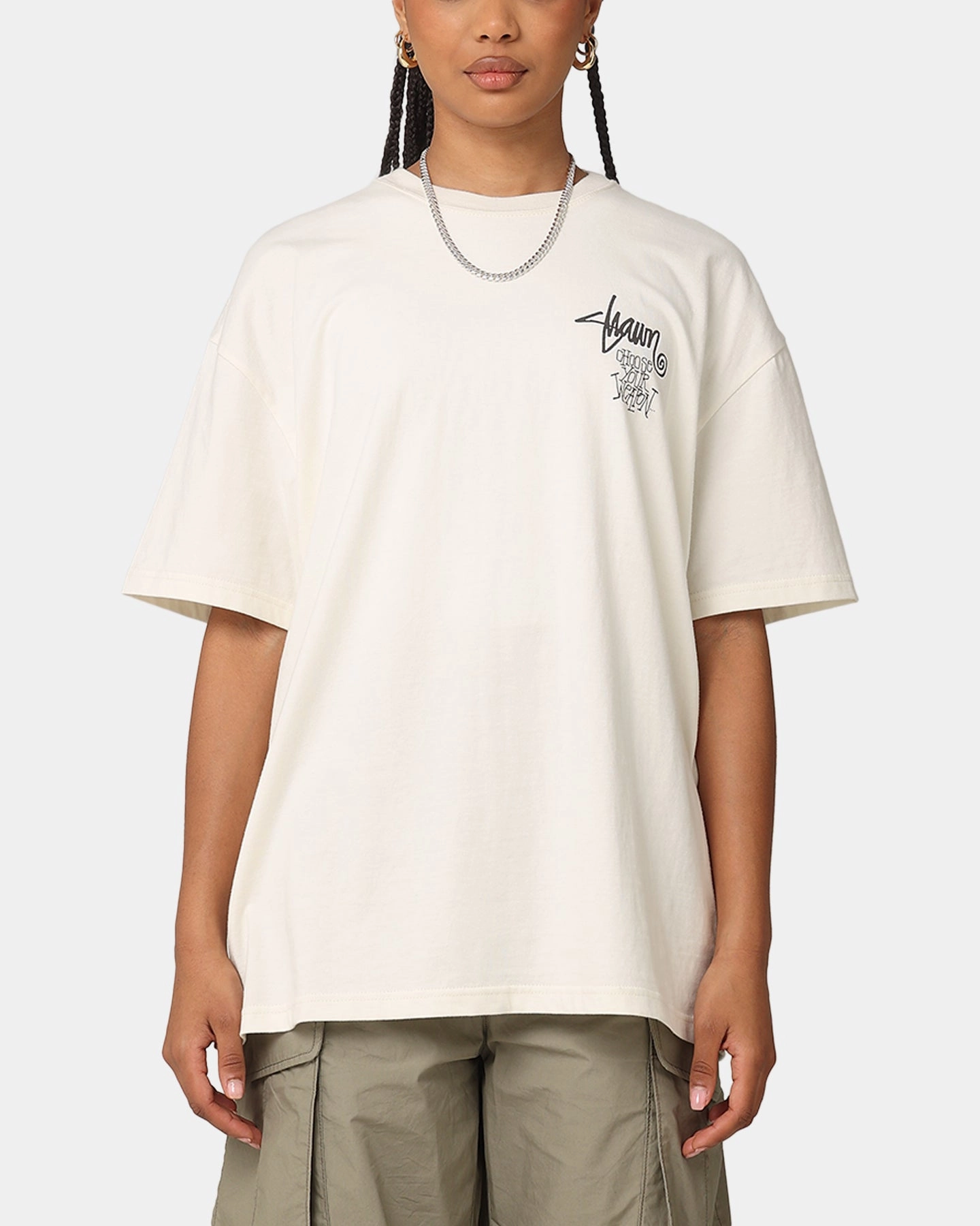 S Double Choose Your Weapon T-Shirt Washed White Fade Resistant Dye Trendy Piece