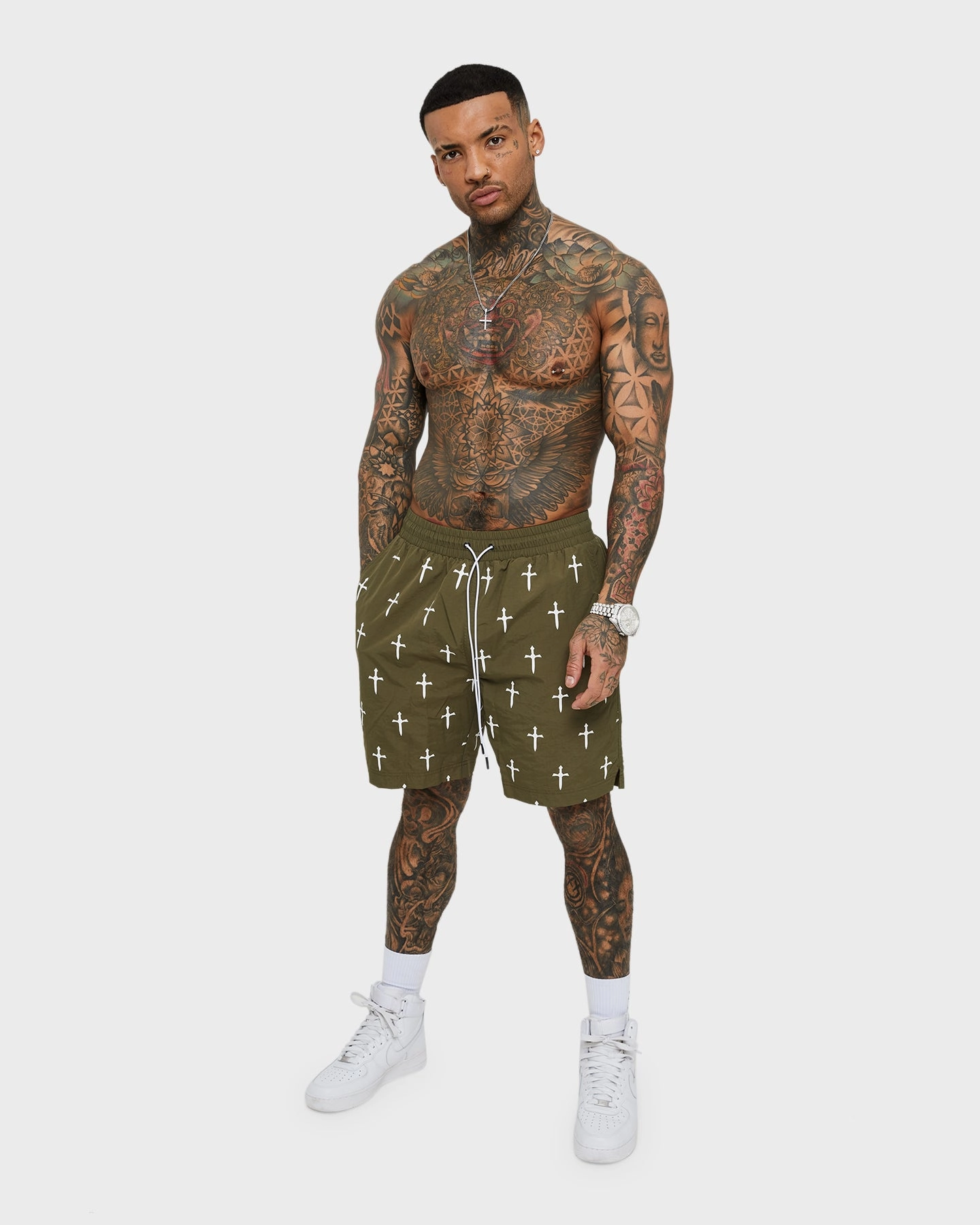 MicroPiqueKnit Stylish Fit Saint Morta Daggers Shorts Army Green