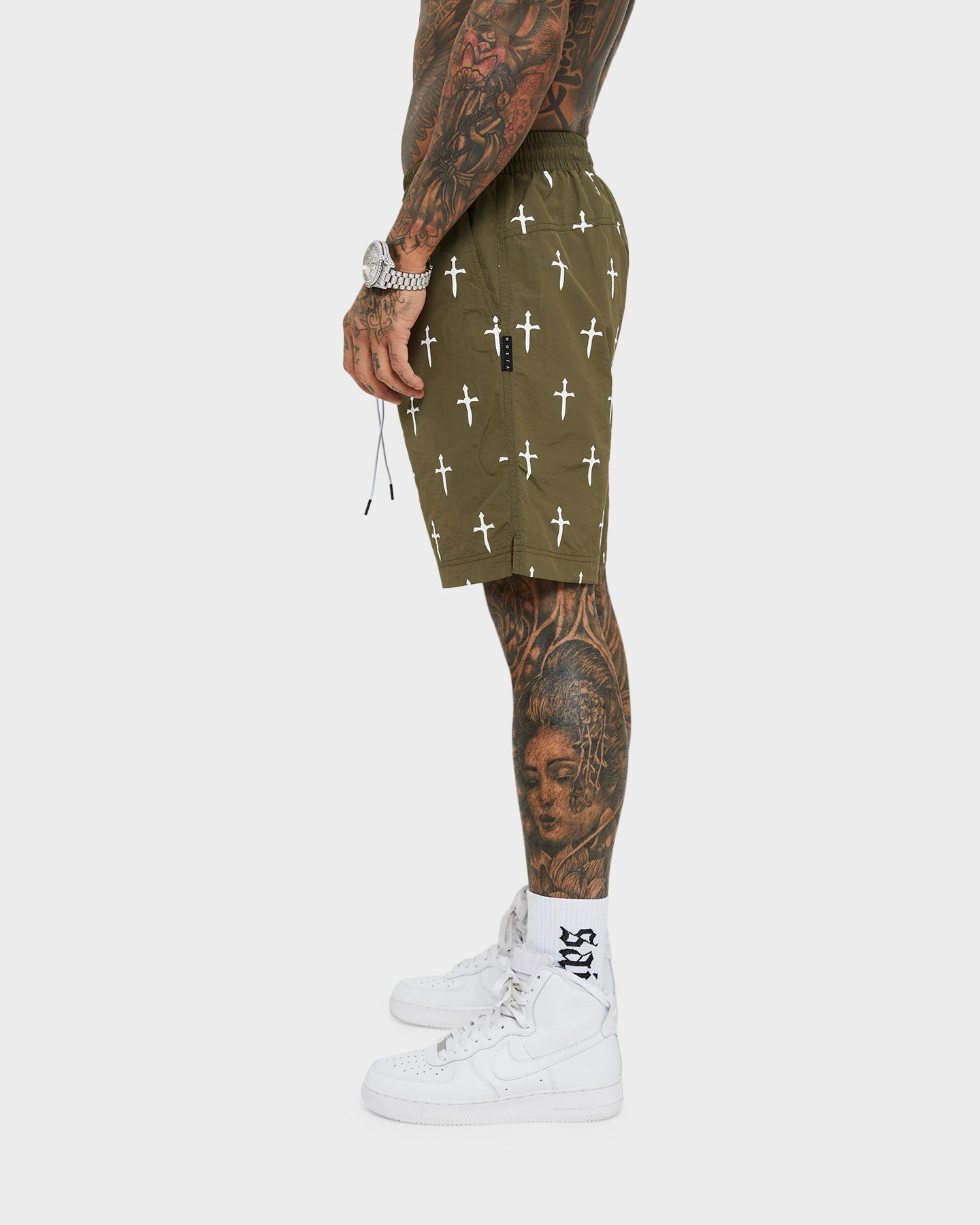 Circular Knit Design Summer cool Saint Morta Daggers Shorts Army Green