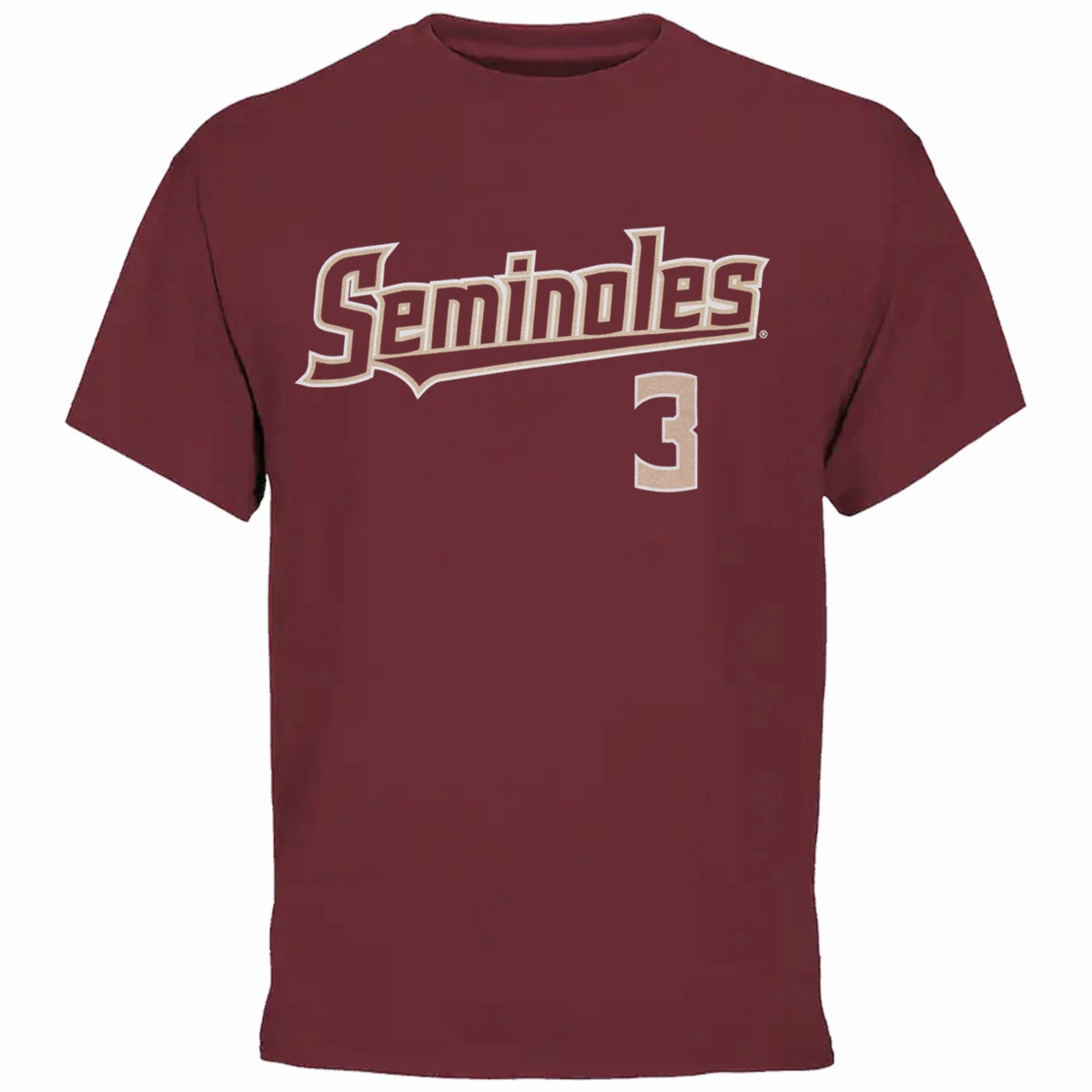Retro Brand Adult/Unisex Seminoles Jordan Carrion #3 Short Sleeve T-shirt - Garnet Perfect for Travel Comfy Essentials Wear