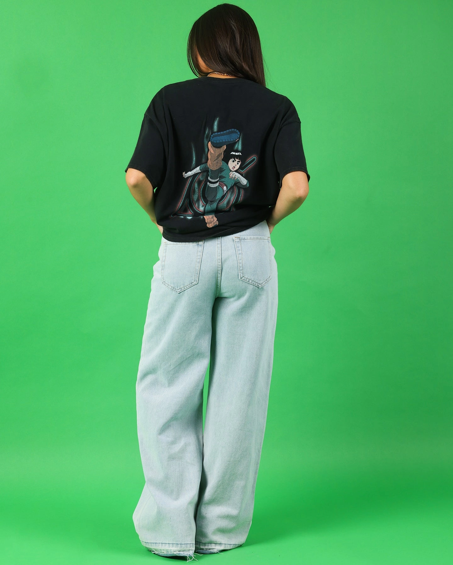 Goat Crew X Naruto Rock Lee Vintage T-Shirt Black Wash Comfy Look Unisex Fit