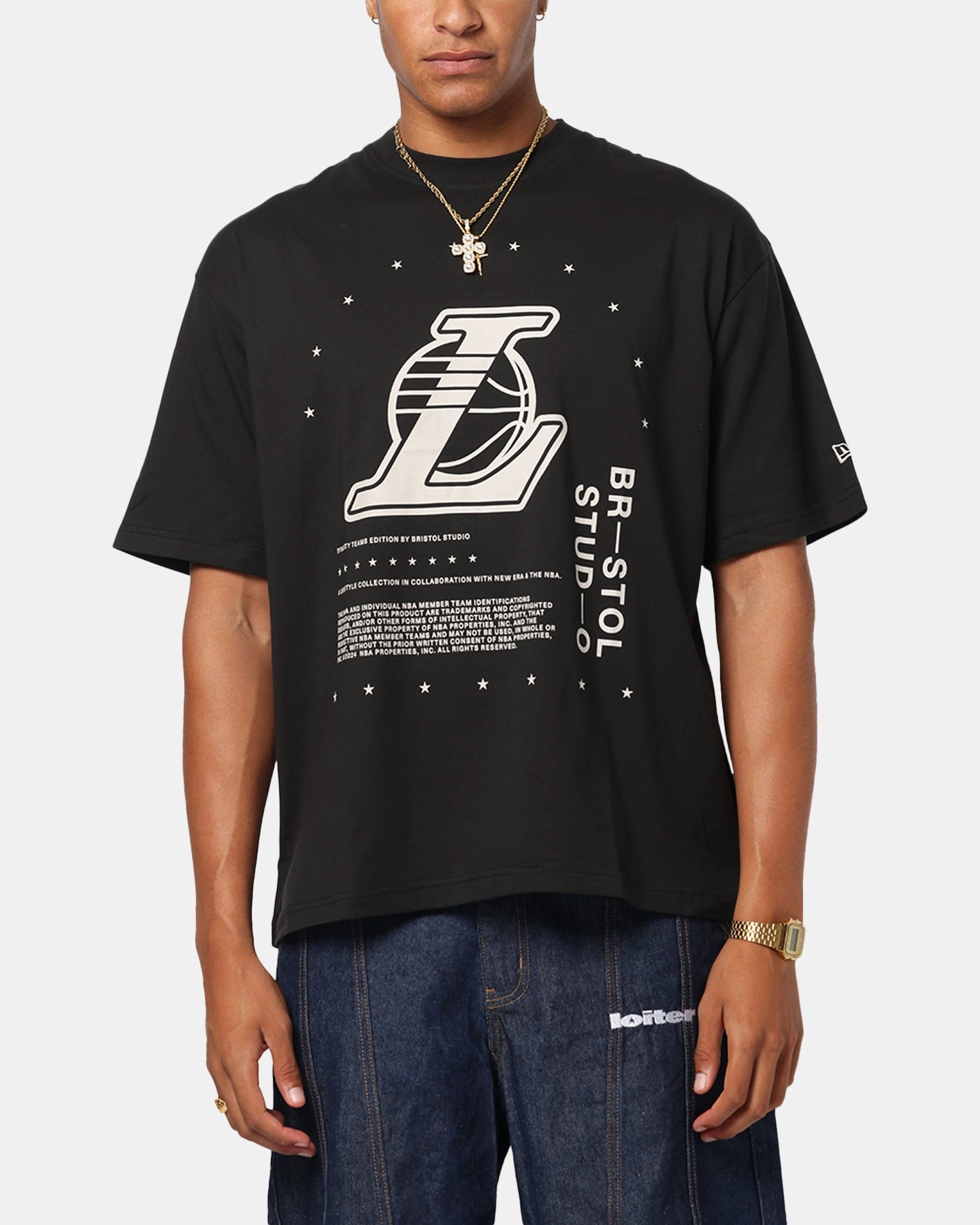 Fashion-Forward New Era X Bristol Studio Los Angeles Lakers 'Teams Edition' T-Shirt Black