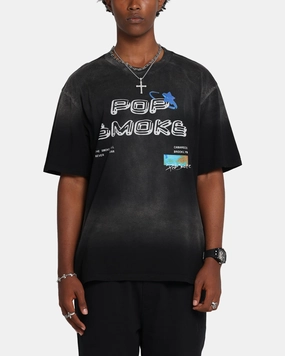 Scoop neck Easy Style Pop Smoke Never Clear T-Shirt Black Wash