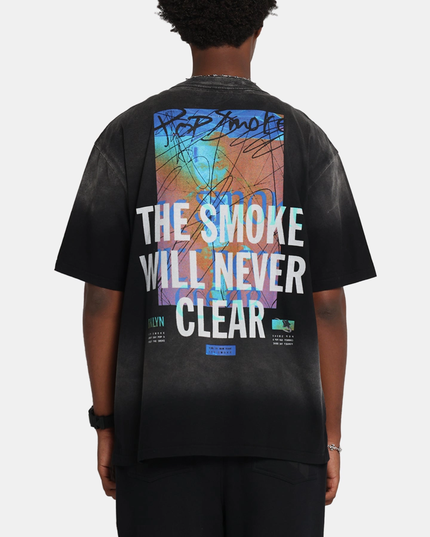 Pop Smoke Never Clear T-Shirt Black Wash Casual Look Wear