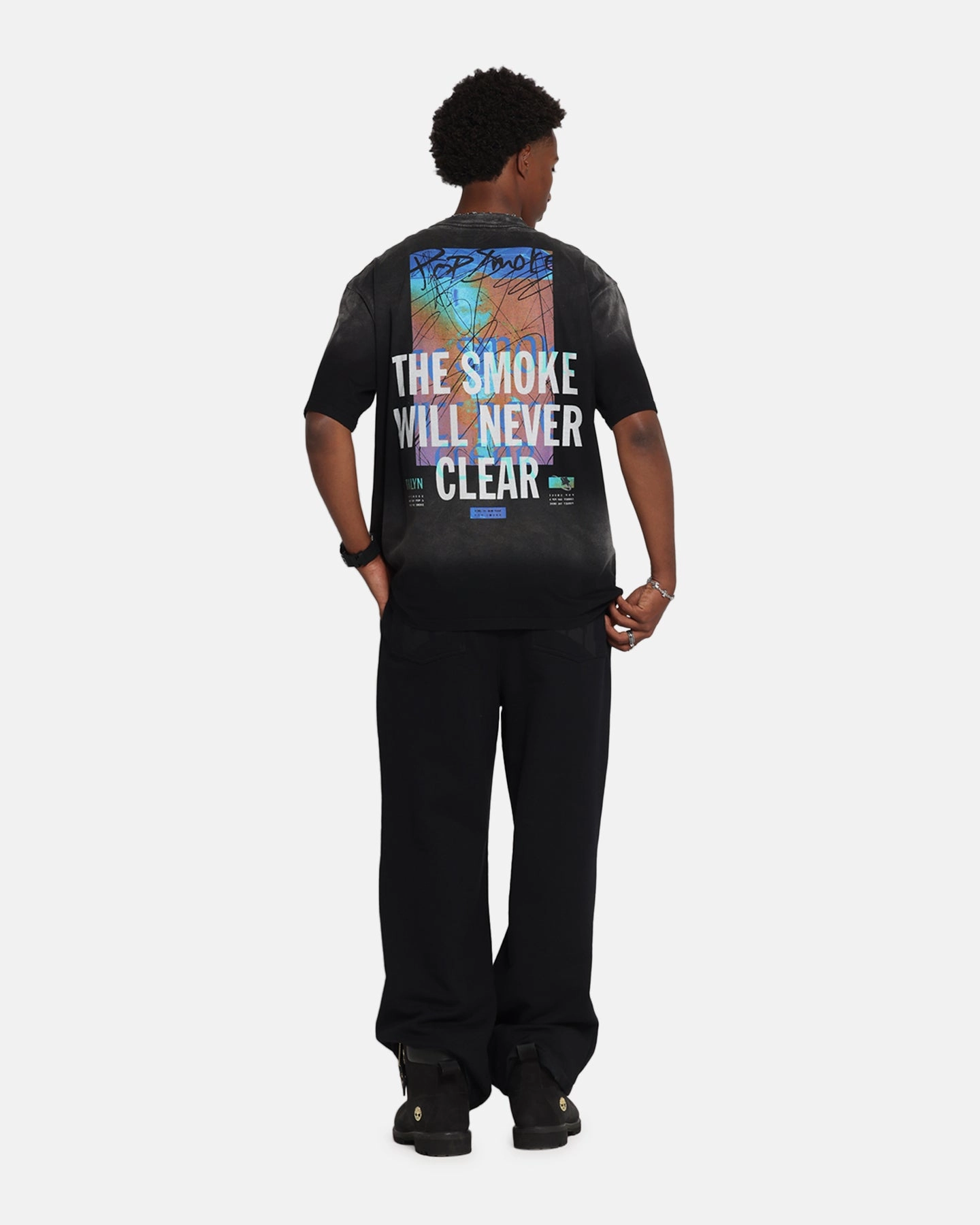 Casual Layers Pop Smoke Never Clear T-Shirt Black Wash