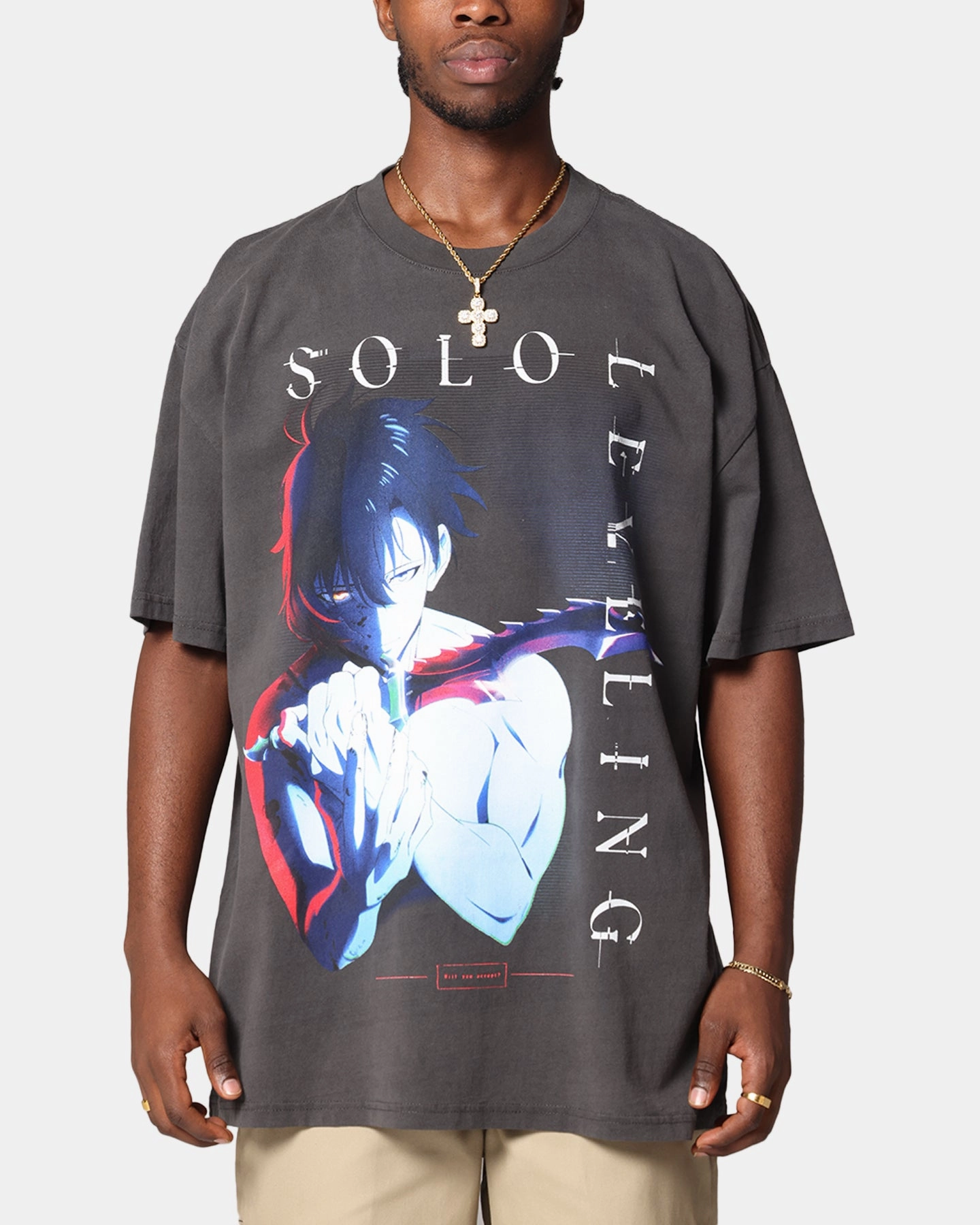 Goat Crew X Solo Leveling Solo Leveling Heavy T-Shirt Black Wash Minimalist Wear Durable Colorfast Finish