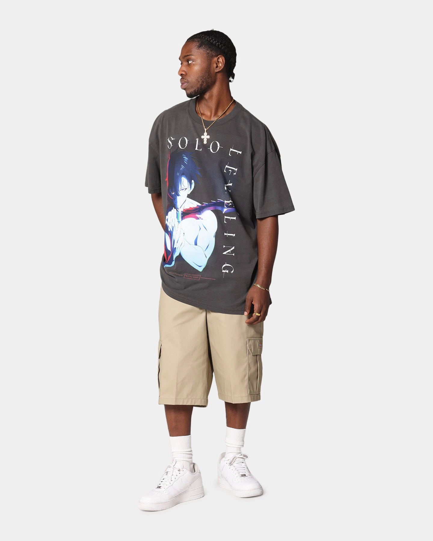Goat Crew X Solo Leveling Solo Leveling Heavy T-Shirt Black Wash SeamFreeShoulders DoubleStitchedHem