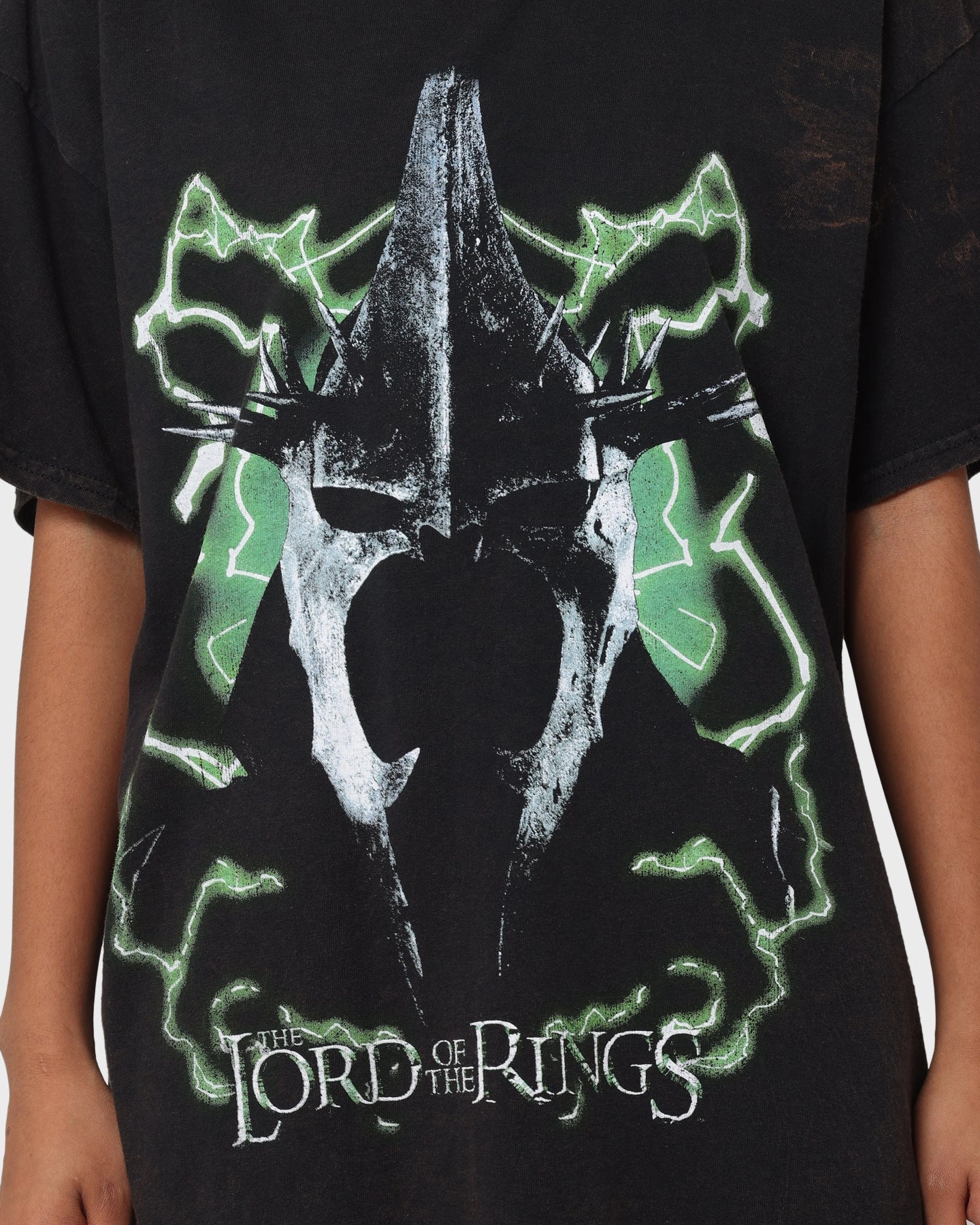 American Thrift X The Lord Of The Rings Witch Kings Of Angmar Vintage T-Shirt Washed Black Easy Style Wear