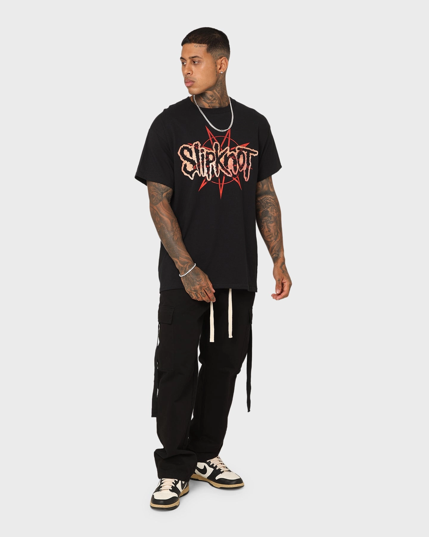 Lightweight Layer Slipknot Logo And Masks T-Shirt Black