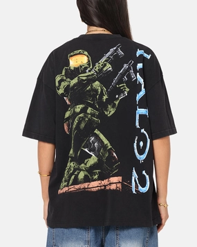 73 Studio X Halo Halo 2 Vintage T-Shirt Black Acidwash Relaxing Day Lint Resistant Surface