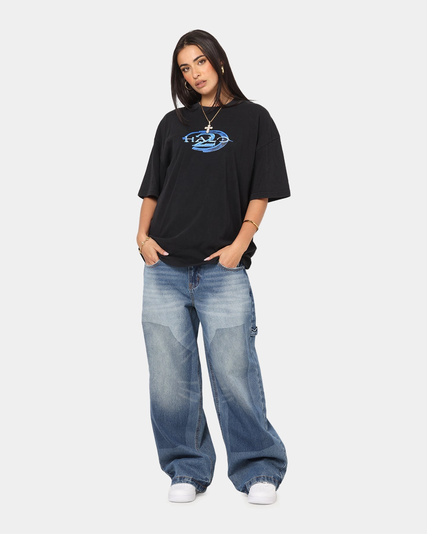 73 Studio X Halo Halo 2 Vintage T-Shirt Black Acidwash Stylish Comfort