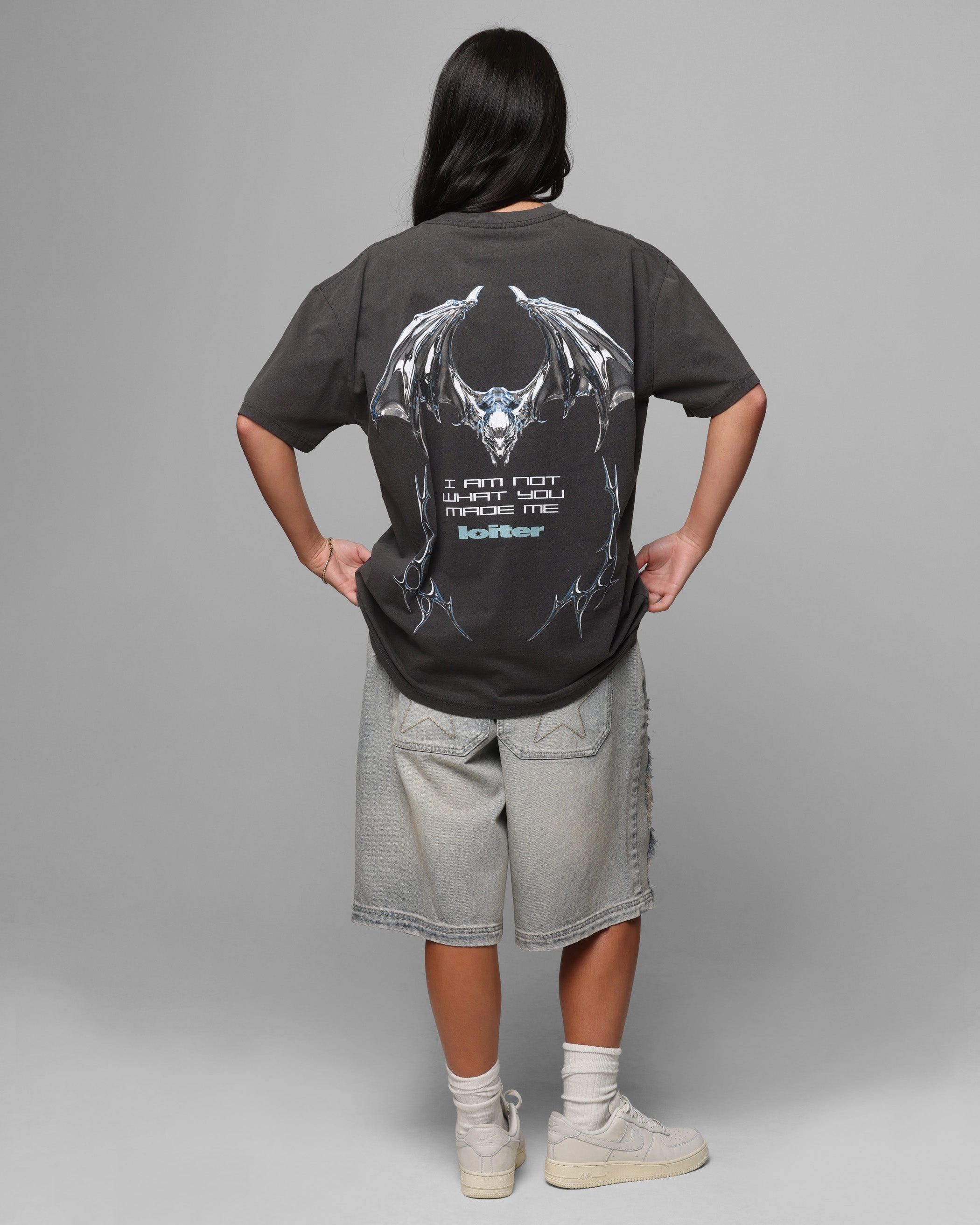 Relaxed Smart Loiter Chrome Deceiver T-Shirt Black Wash