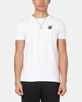 Picnic Flexible Ribbed Neckline Sik Silk Muscle T-Shirt White