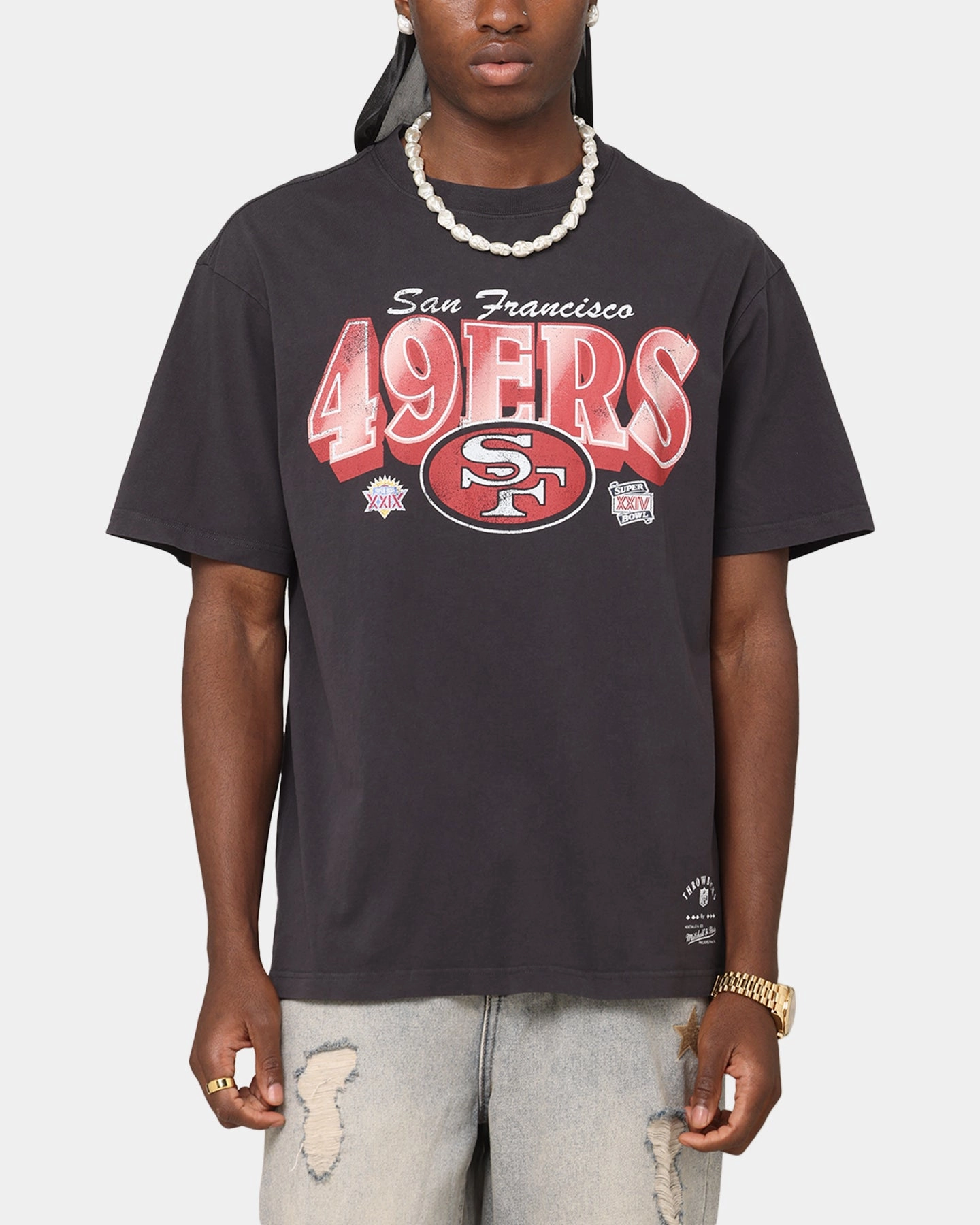 Classic Color Mitchell & Ness San Francisco 49ers Arch T-Shirt Faded Black