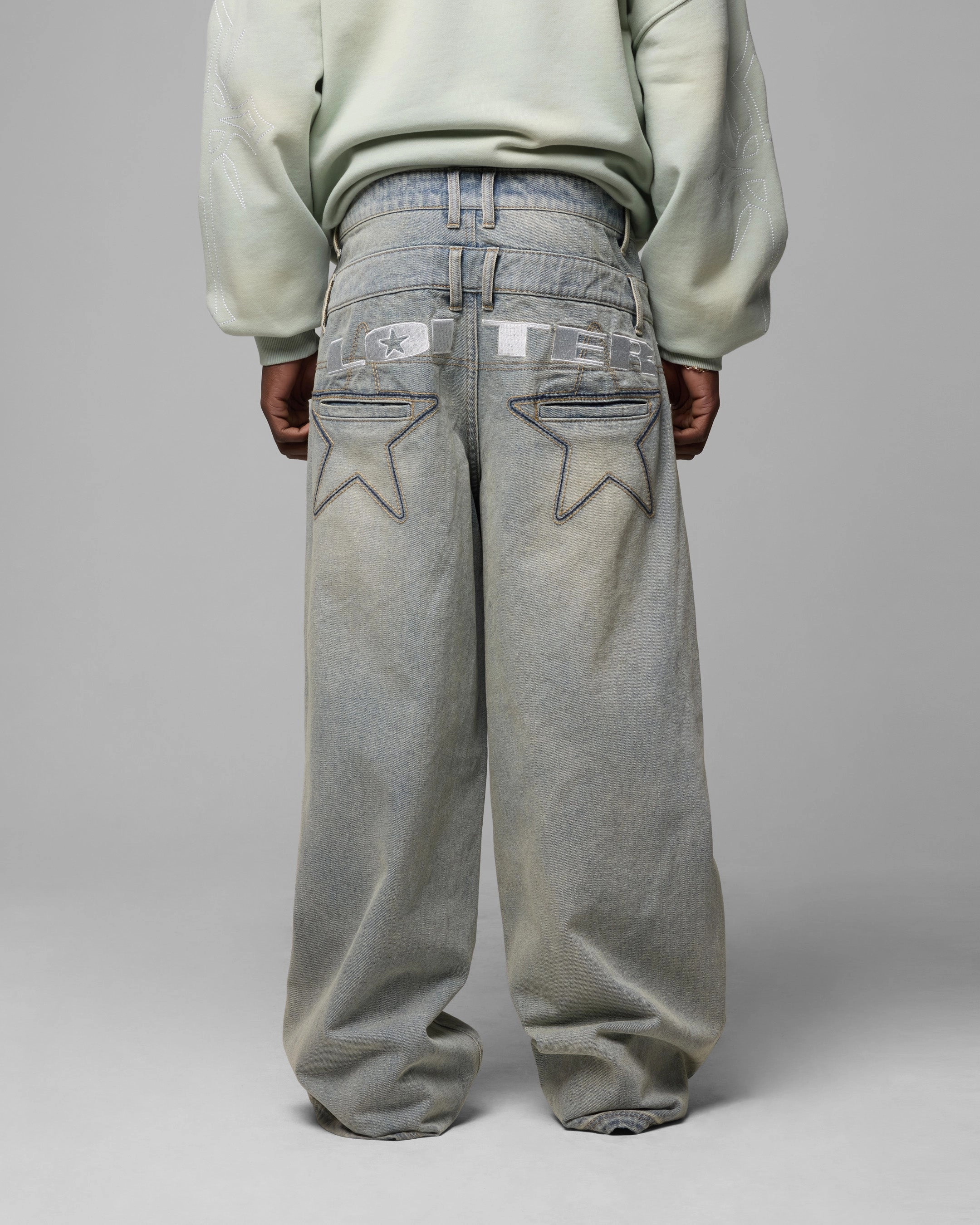 Loiter Star Layered Jeans Washed Blue Style Blend