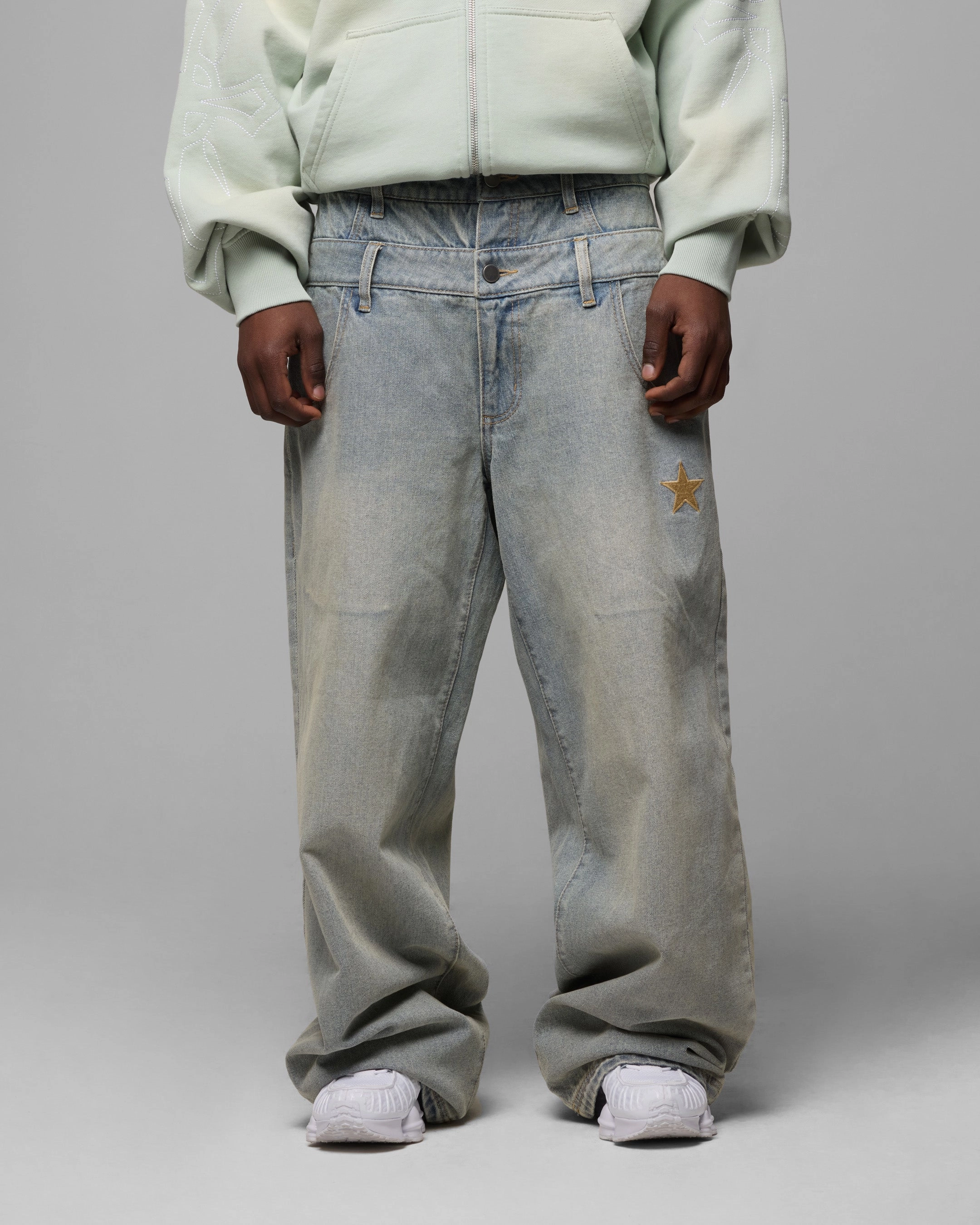 Loiter Star Layered Jeans Washed Blue Comfort Stretch Technology
