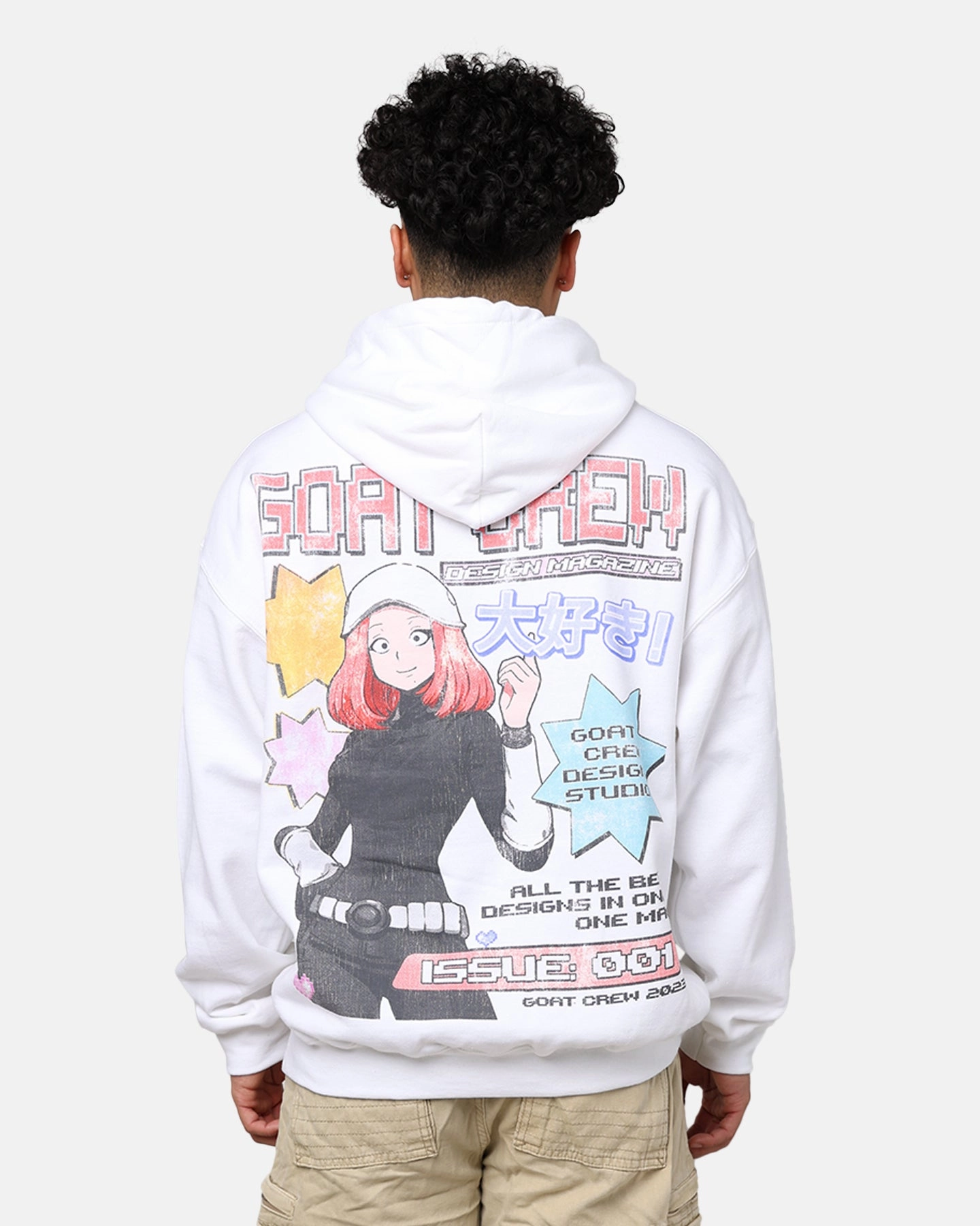 Razor Goat Crew Demi Anime Hoodie White