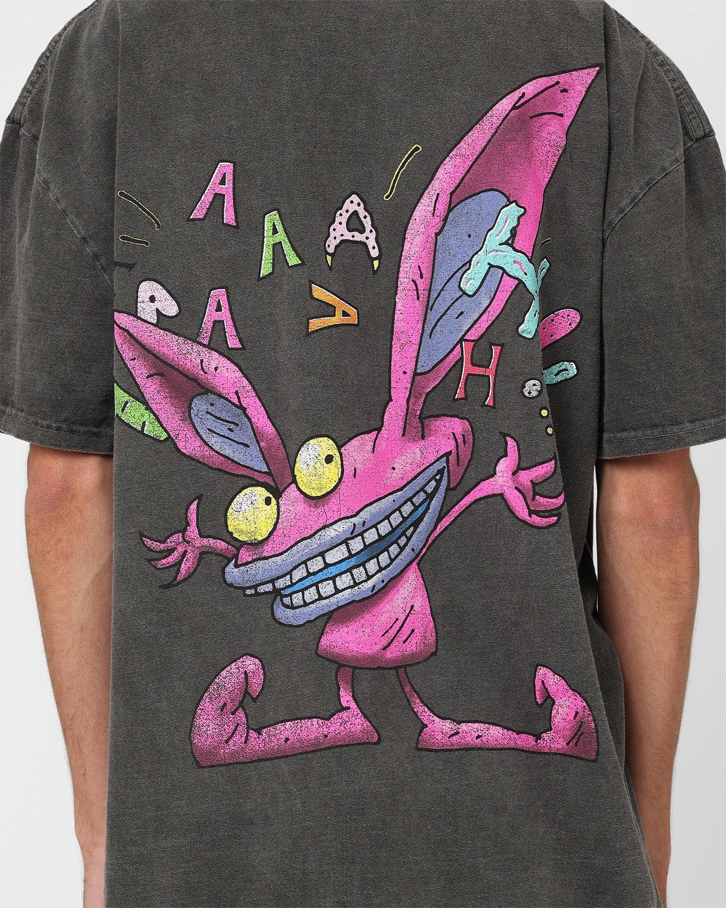 American Thrift x Aaahh!!! Real Monsters Monsters Heavyweight Vintage T-Shirt Black Wash Running Speed