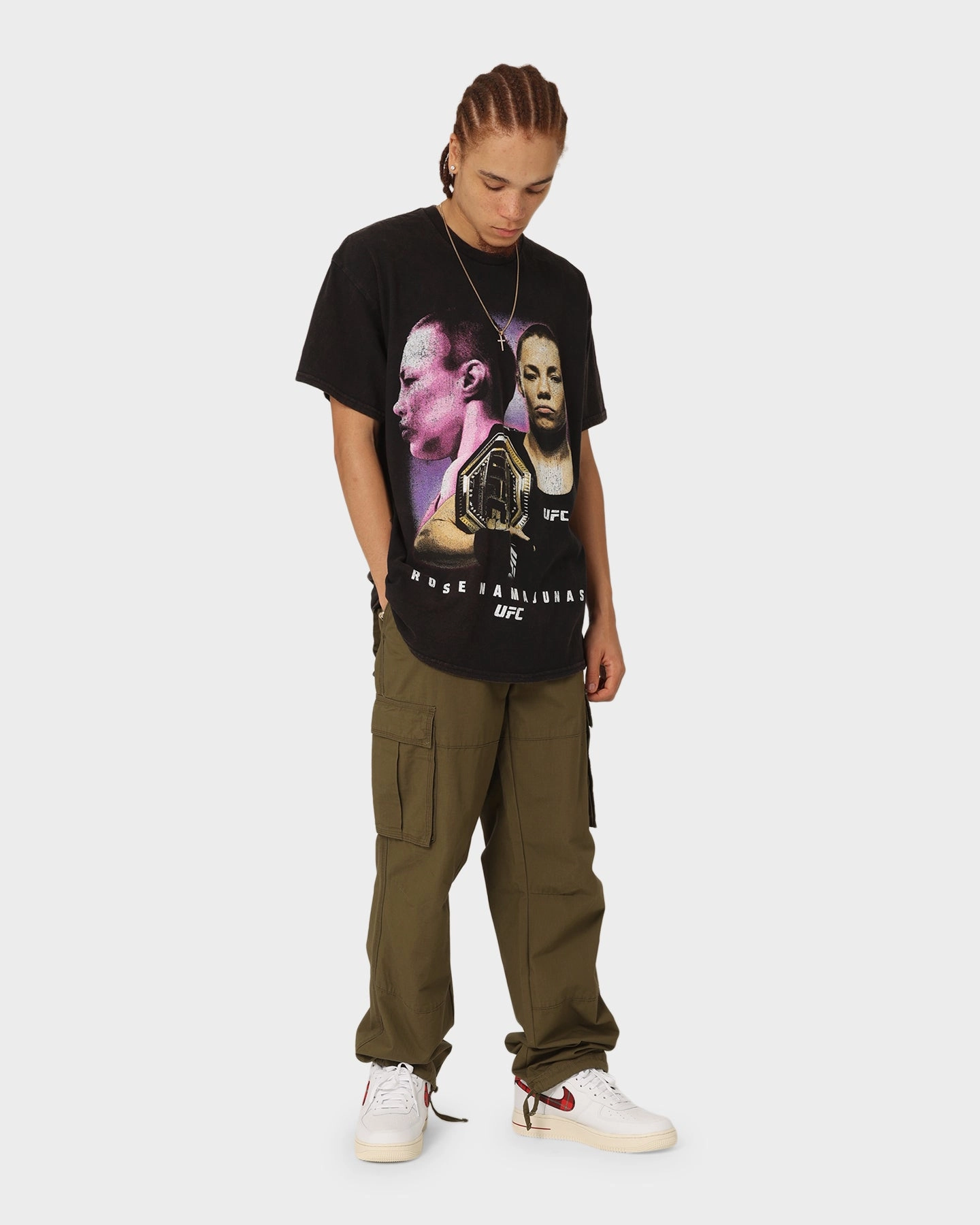 Everyday Comfort Style TexturedWeavePattern UFC By Goat Crew Rose Namajunas Vintage T-Shirt Black Wash