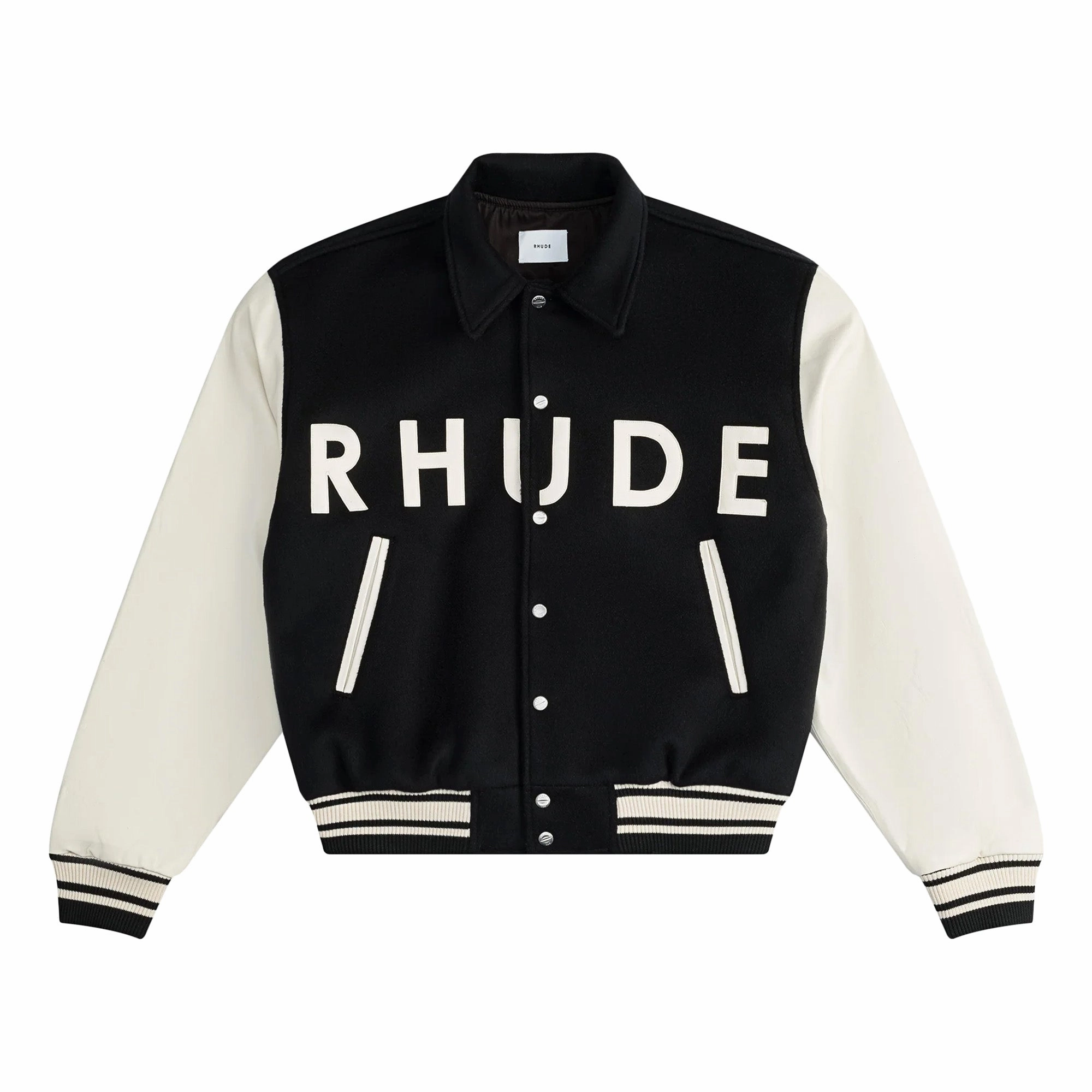 Weatherproof Zipper Rhude Collegiate Jacket 'Black/Cream'