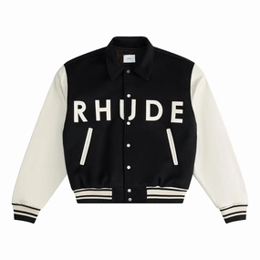 Ventilation Vents Fringe Detail Rhude Collegiate Jacket 'Black/Cream'