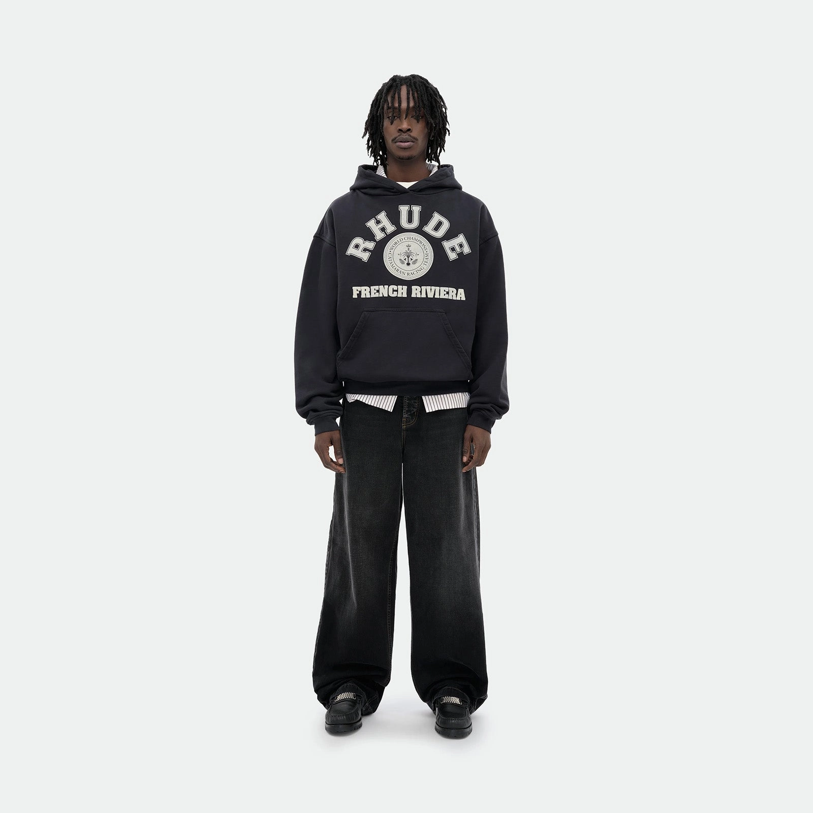Rhude French Riviera Hoodie 'Black' Sweat Resistant Inner Layer Sun Safe