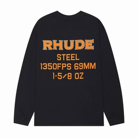 Rhude Steel Long Sleeve T- Shirt 'Vintage Black' Classic and Comfy Cool Layering