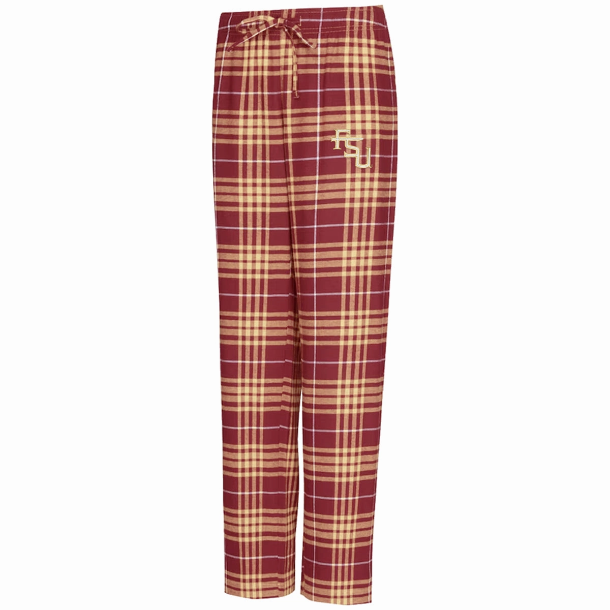 Brushed Fleece Cozy Midweight Fabric Comcept Sports Women's Florida State/Stacked FSU Logo T-shirt and Flannel Pant Sleep Set - Garnet/Gold
