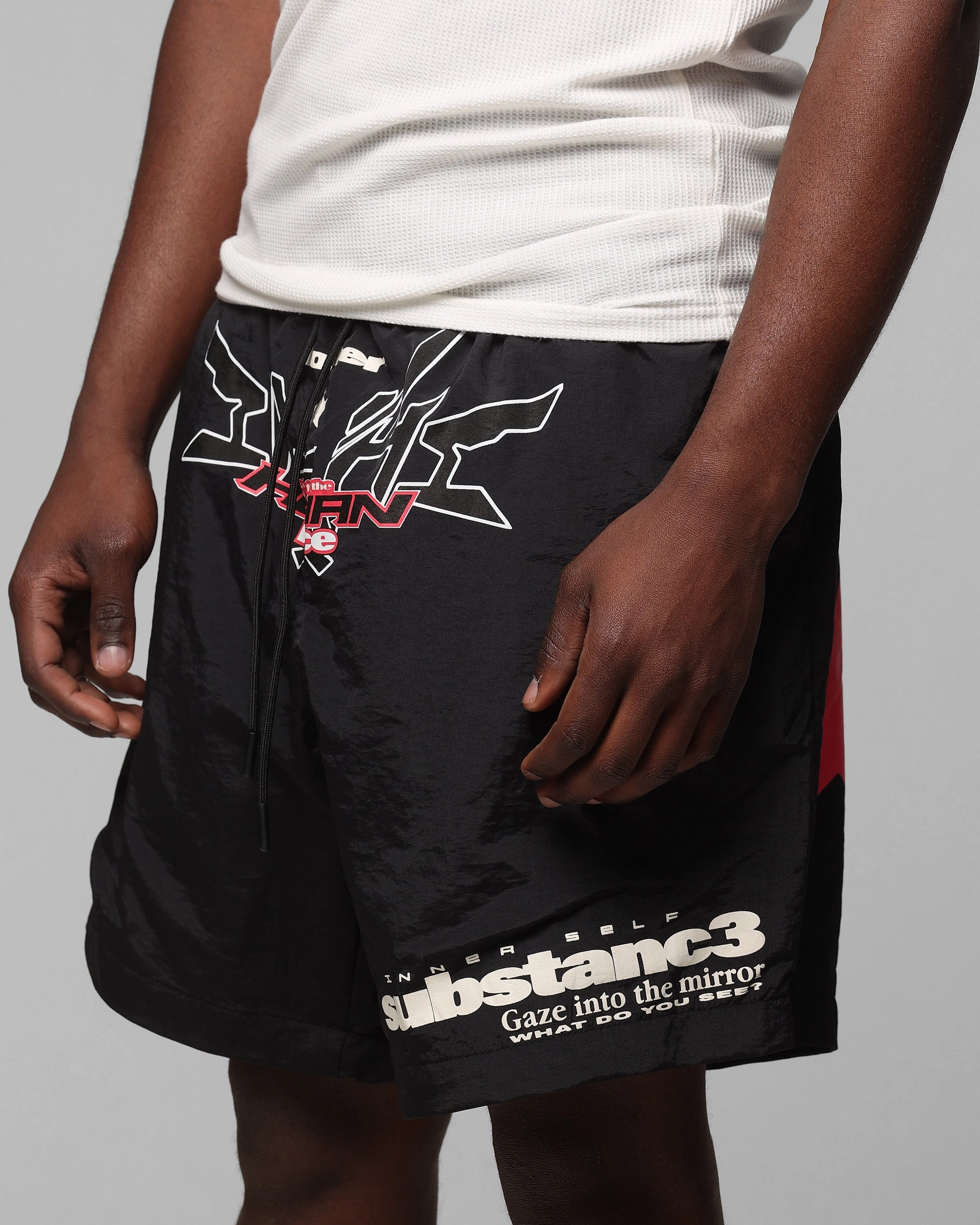 Loiter Substance Shorts Black surfing gear Patchwork Design