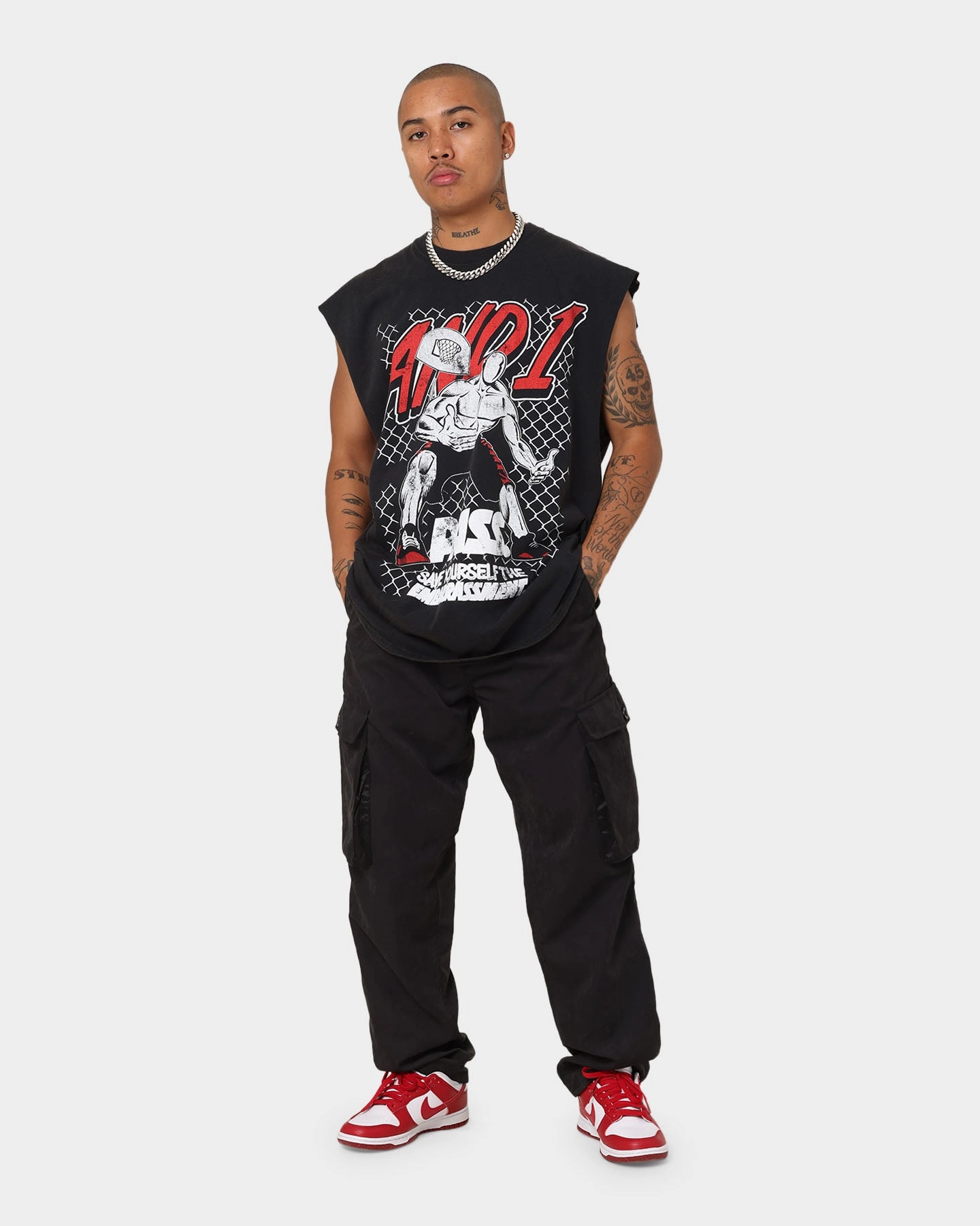 sports activity AND1 Pass Muscle T-Shirt Washed Black