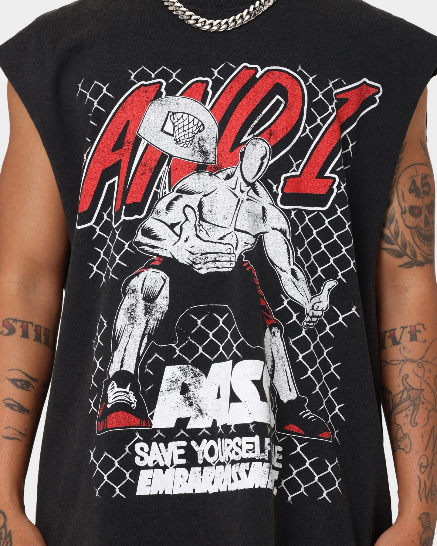 Cool and Relaxed AND1 Pass Muscle T-Shirt Washed Black