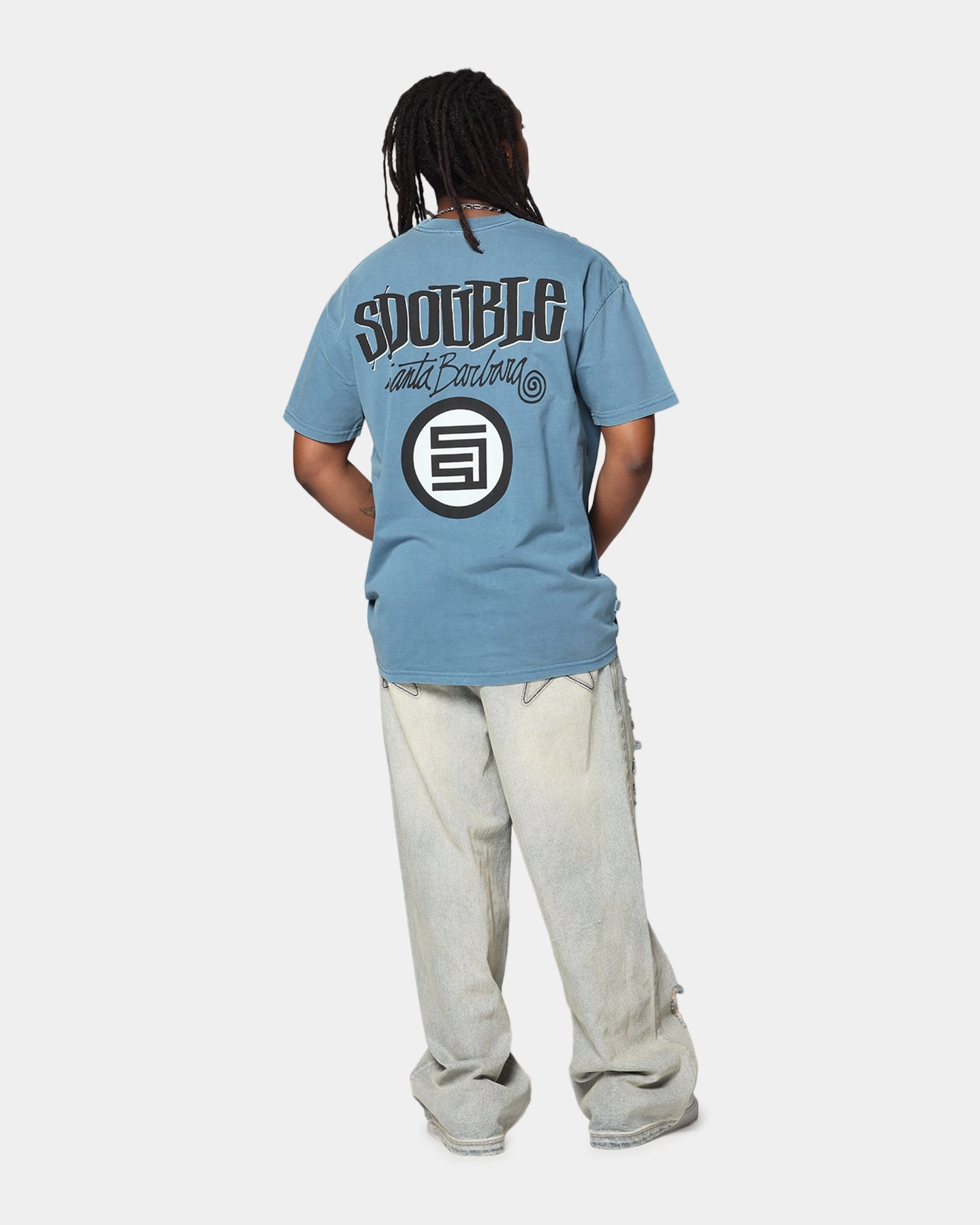 S Double Combo Platter T-Shirt Marine Blue Timeless Fashion V neck