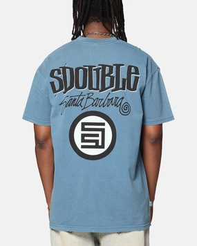 Playful Design Ribbed Collar Trim S Double Combo Platter T-Shirt Marine Blue