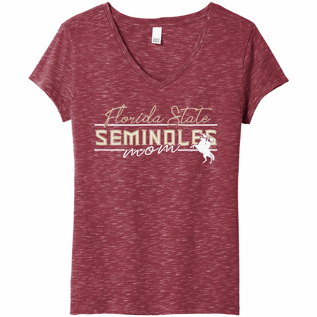 PocketDetail Ragz Women's Florida State Seminoles Mom Unconquered Silhouette Design Short Sleeve V-neck T-shirt - Garnet