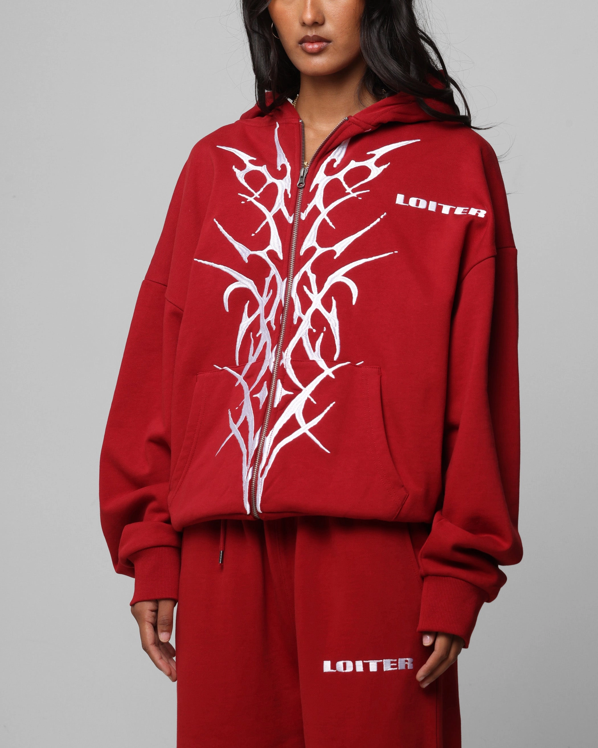 Modern Outerwear Odor Resistant Treatment Loiter Blood Born Zip Hoodie Burgandy
