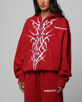 Modern Outerwear Odor Resistant Treatment Loiter Blood Born Zip Hoodie Burgandy