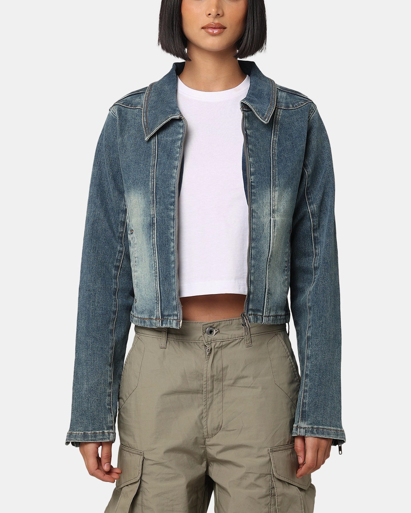 XXIII Women's Josie Fitted Denim Jacket Dark Denim back - to - school