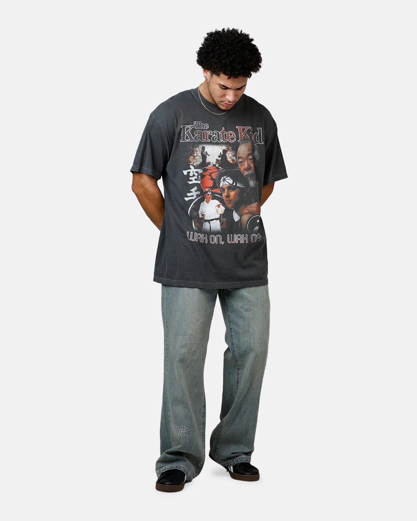 Ripple The Karate Kid T-Shirt Washed Black Cross Grain Knit