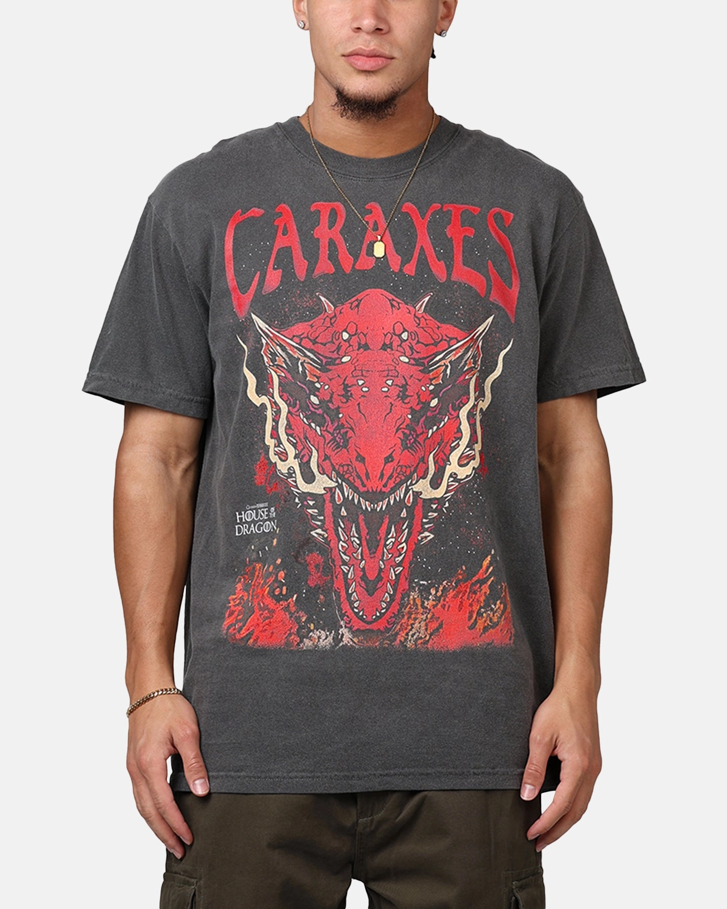 Ripple X Game Of Thrones 'House Of The Dragon' Caraxes T-Shirt Washed Black Breathable apparel Water Based Ink