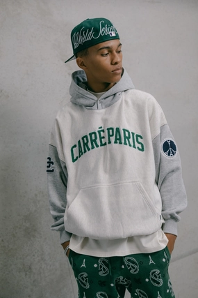 Carre Team Two Tone Oversized Hoodie Grey Marle Magnetic Closure