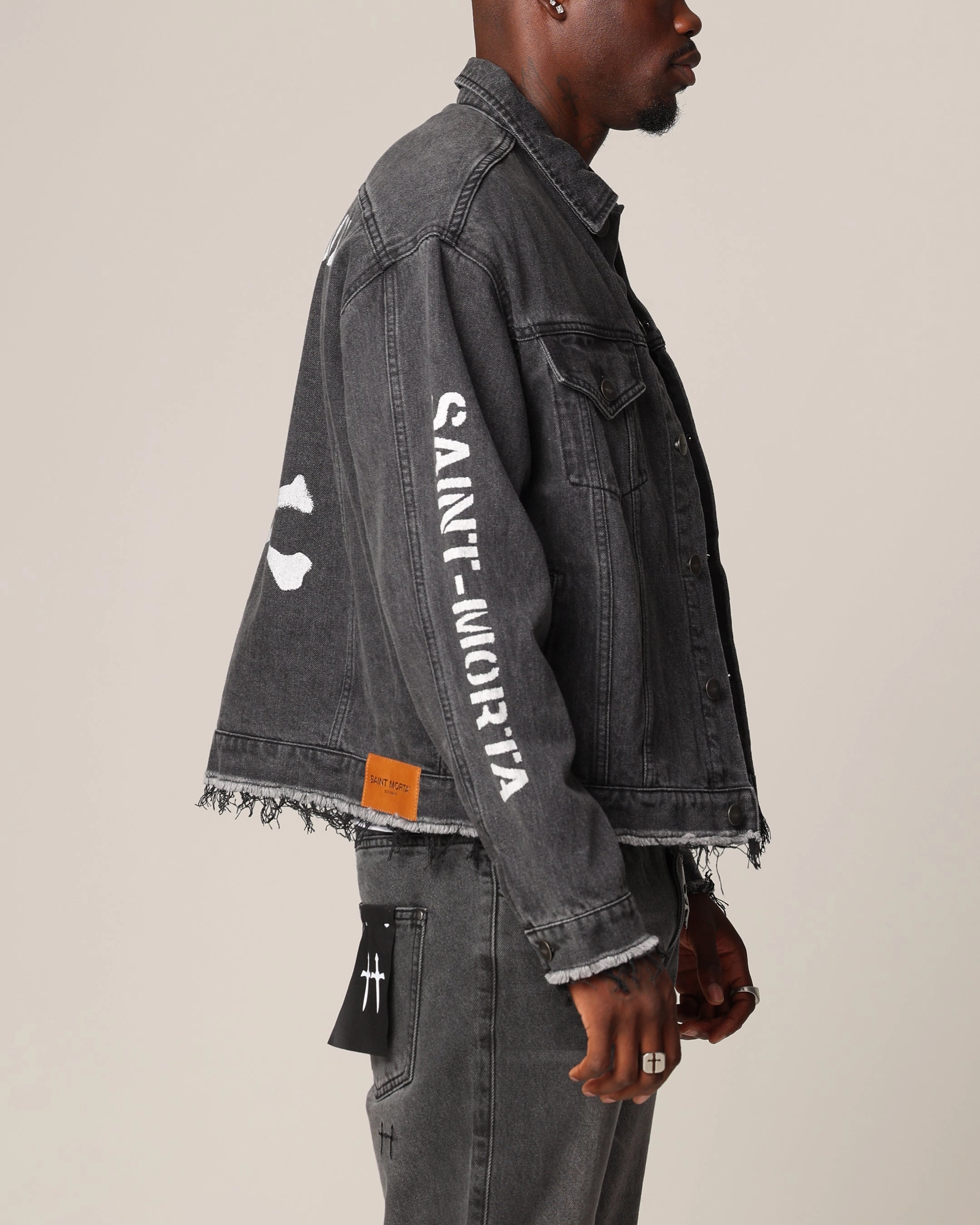 Saint Morta Youth Noize Denim Jacket Black Shadow Casual